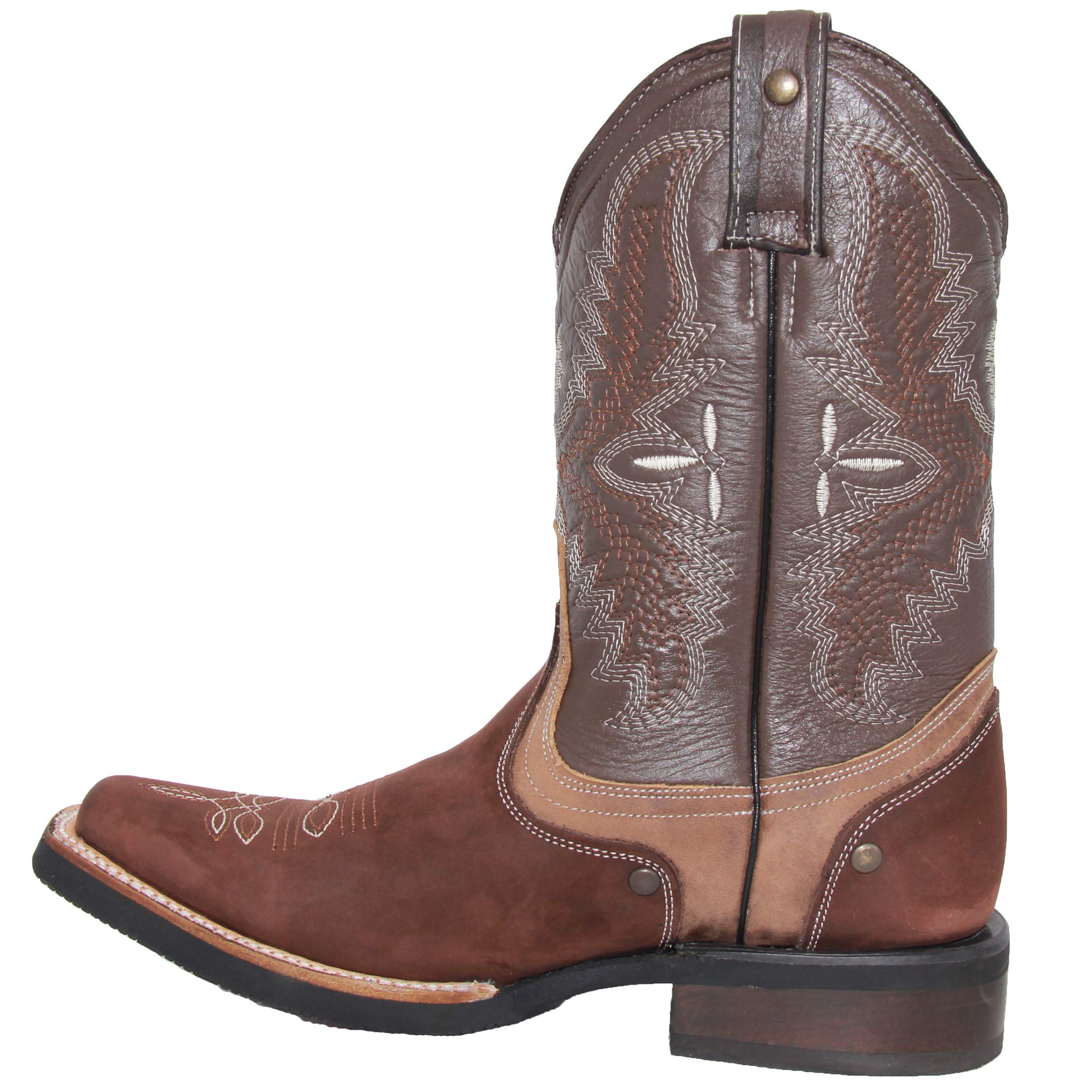 Men's Genuine Leather Square Toe Cowboy Rodeo Western Boots