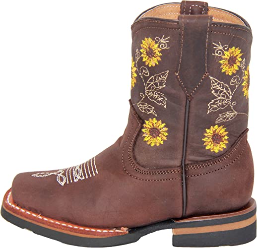Little Girls Sunflower Embroidered Cowgirl Boot