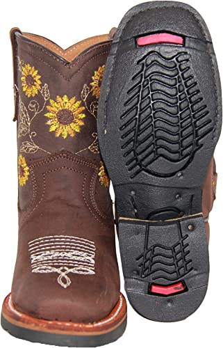 Little Girls Sunflower Embroidered Cowgirl Boot