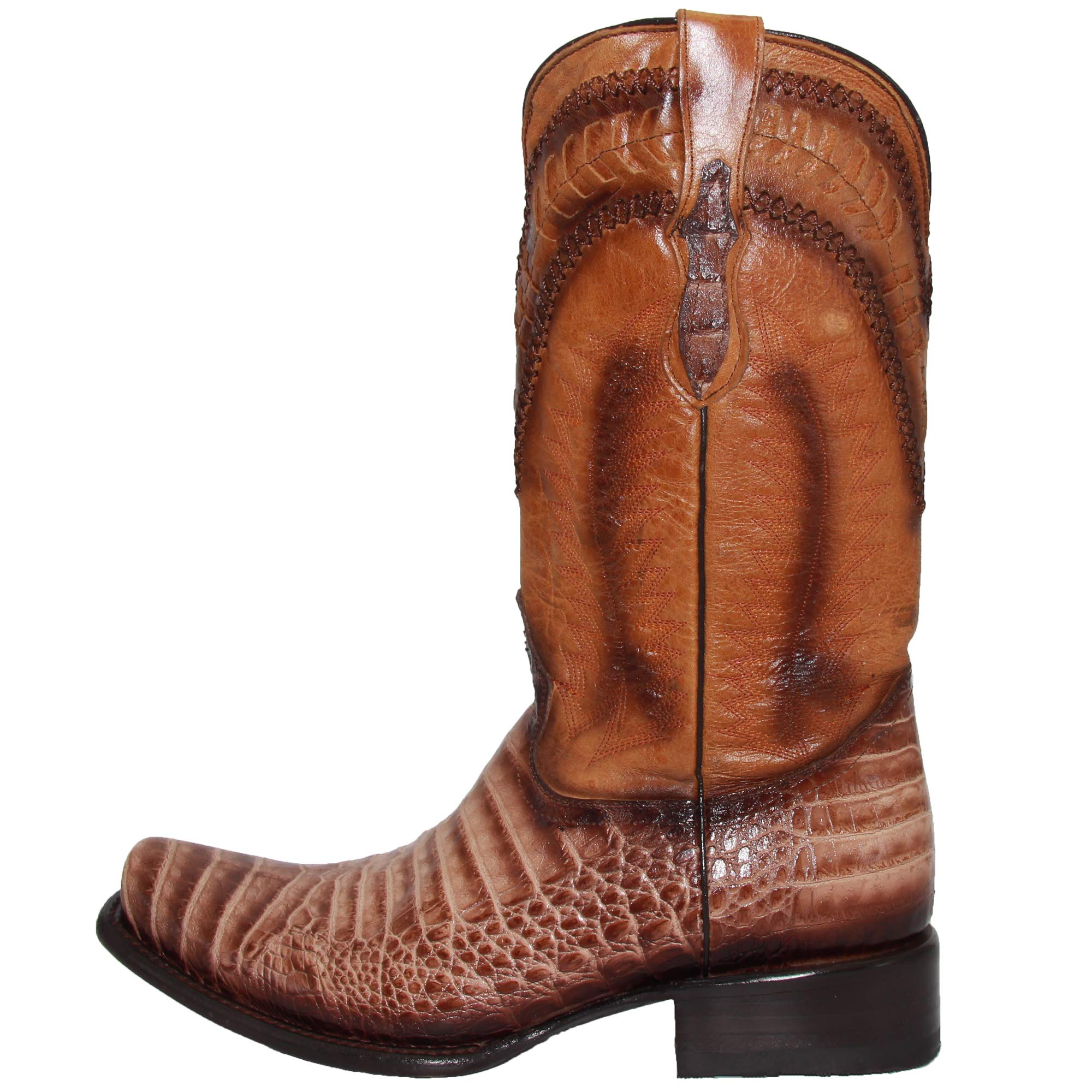 Men's Genuine Leather Caiman Crocodile Print Design Cowboy Western Boots