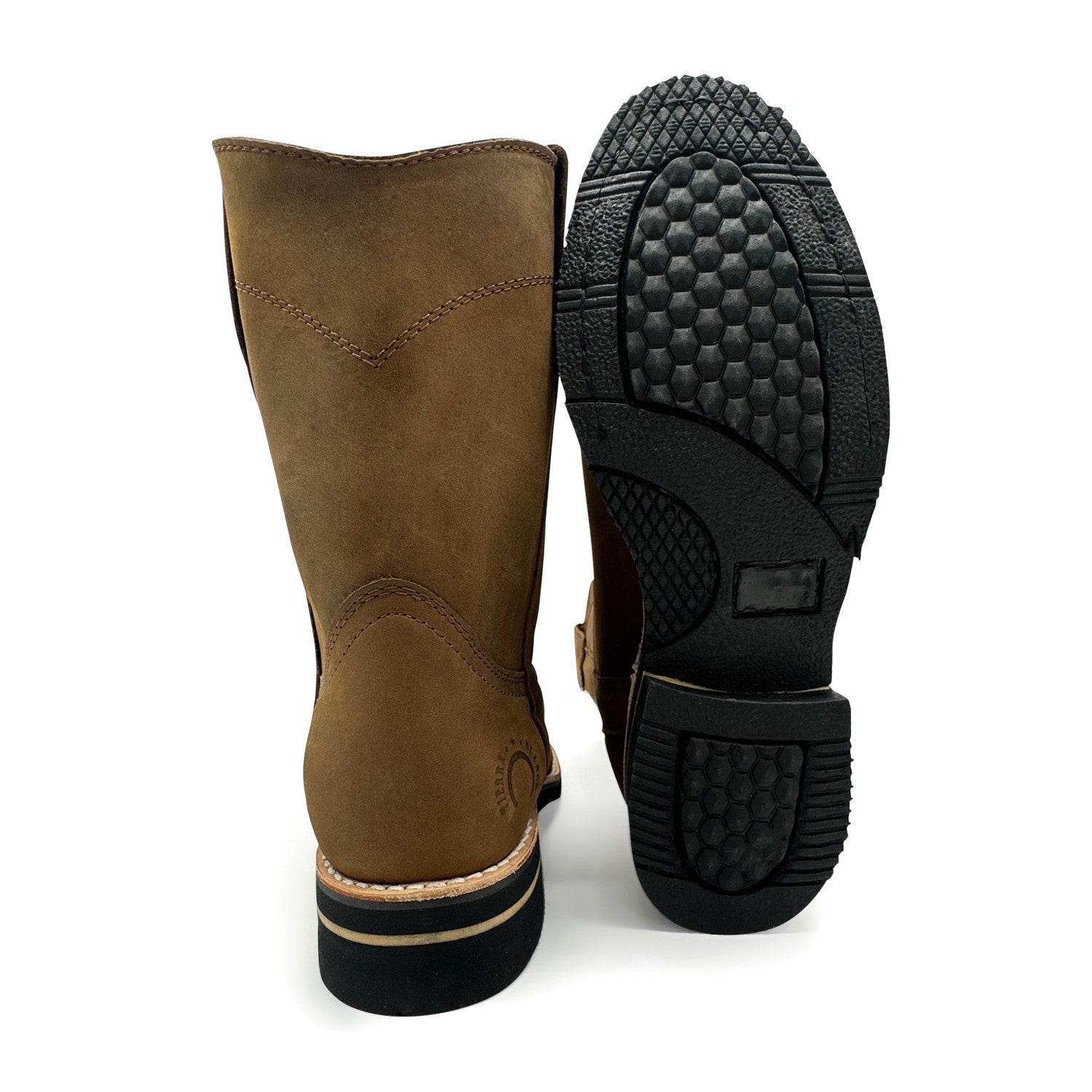 Men's Leather Pull-On Soft Toe Western Cowboy Work Boot