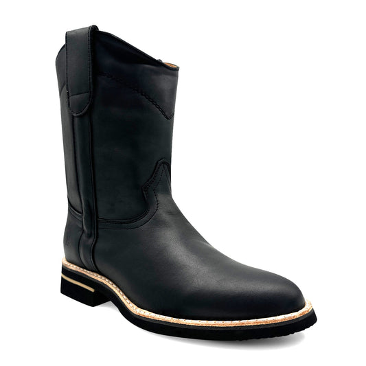 Men's Leather Pull-On Soft Toe Western Cowboy Work Boot