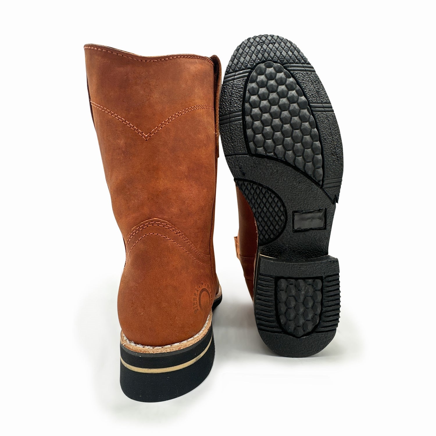 Men's Leather Pull-On Soft Toe Western Cowboy Work Boot