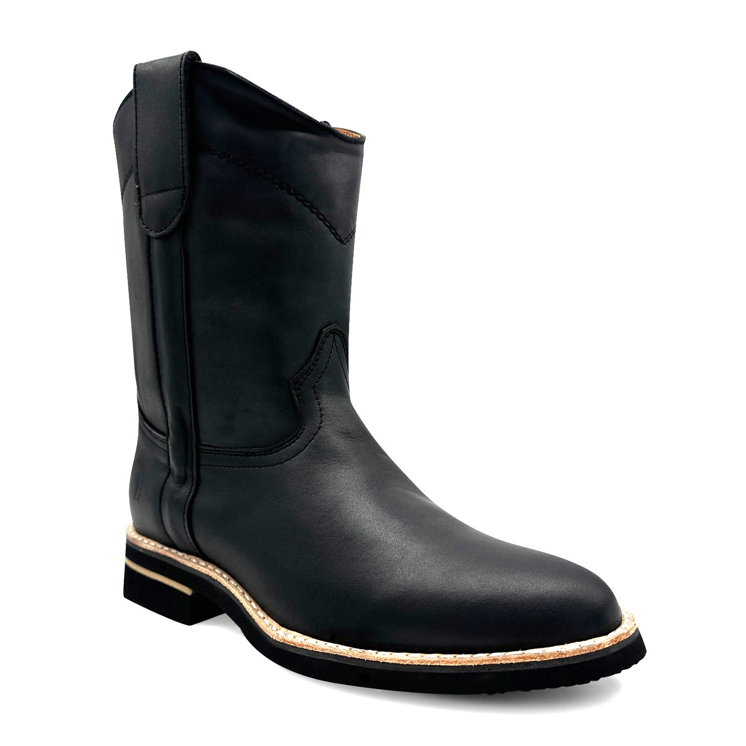 Men's Leather Pull-On Soft Toe Western Cowboy Work Boot