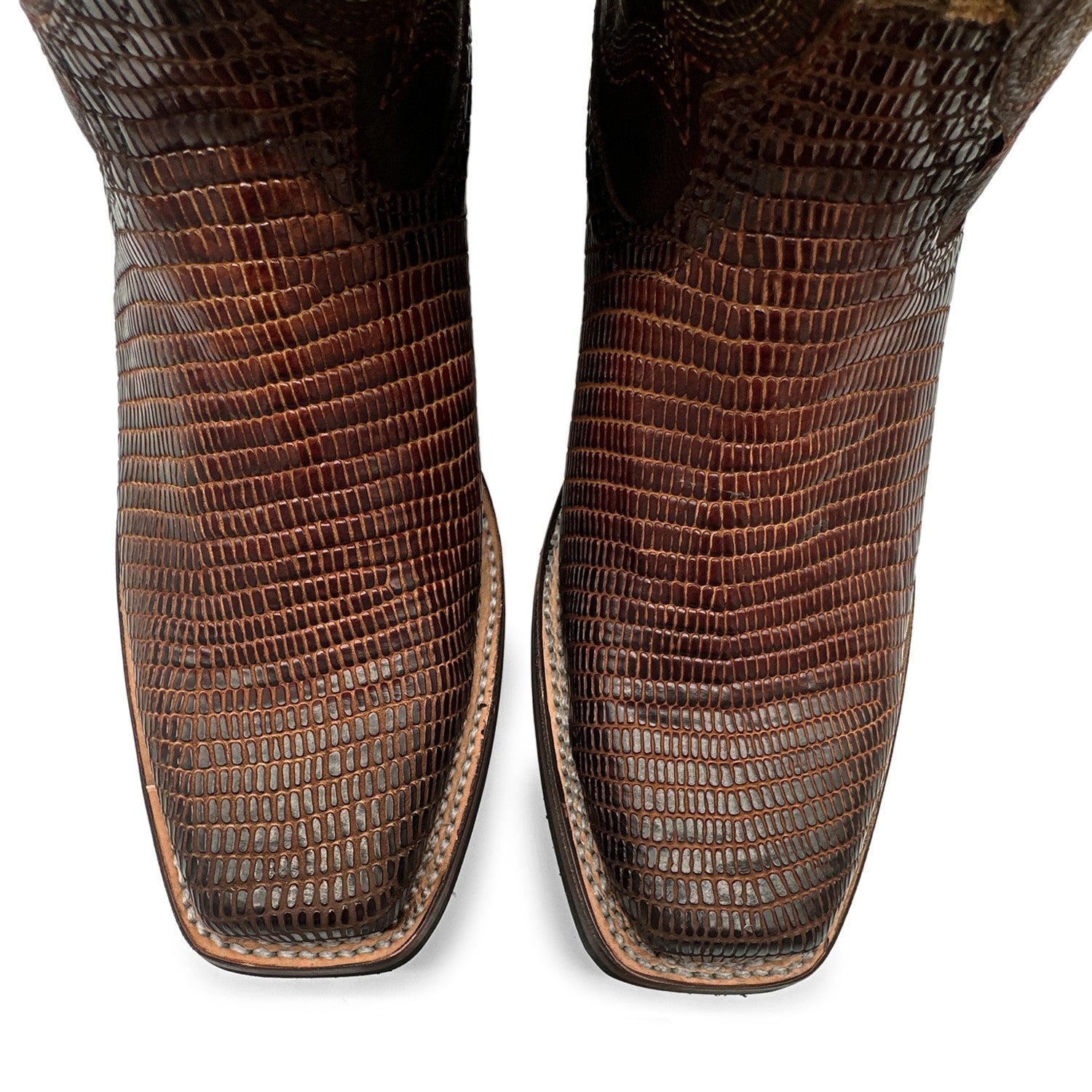 Men’s Genuine Leather Lizard Print Square Toe Dress Cowboy Boot