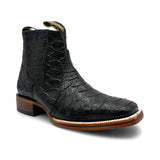 Men's Leather Short Ankle Embossed Python Print Cowboy Boot