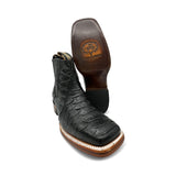 Men's Leather Short Ankle Embossed Python Print Cowboy Boot