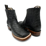 Men's Leather Short Ankle Embossed Python Print Cowboy Boot