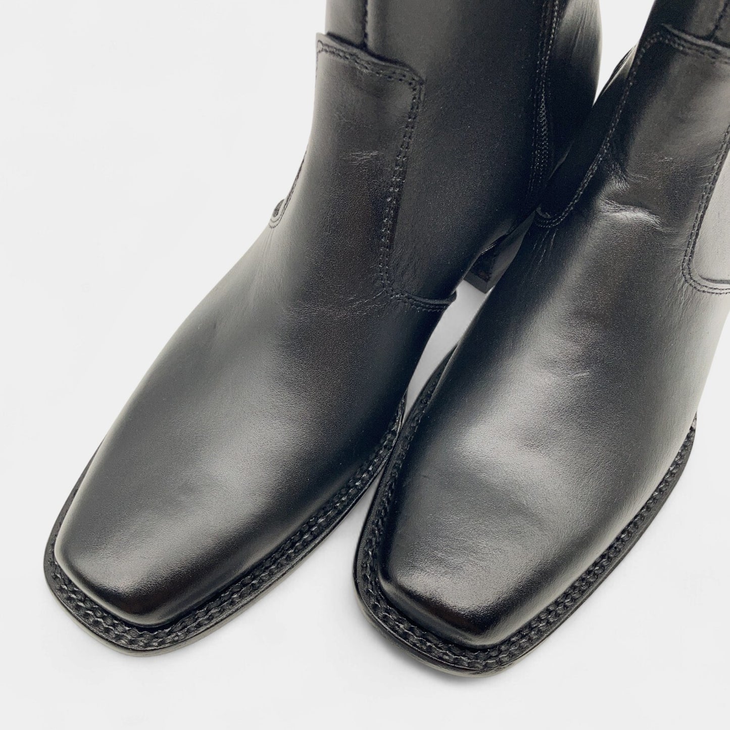 Men’s Leather Ankle Western Boot Side Zipper Square Toe