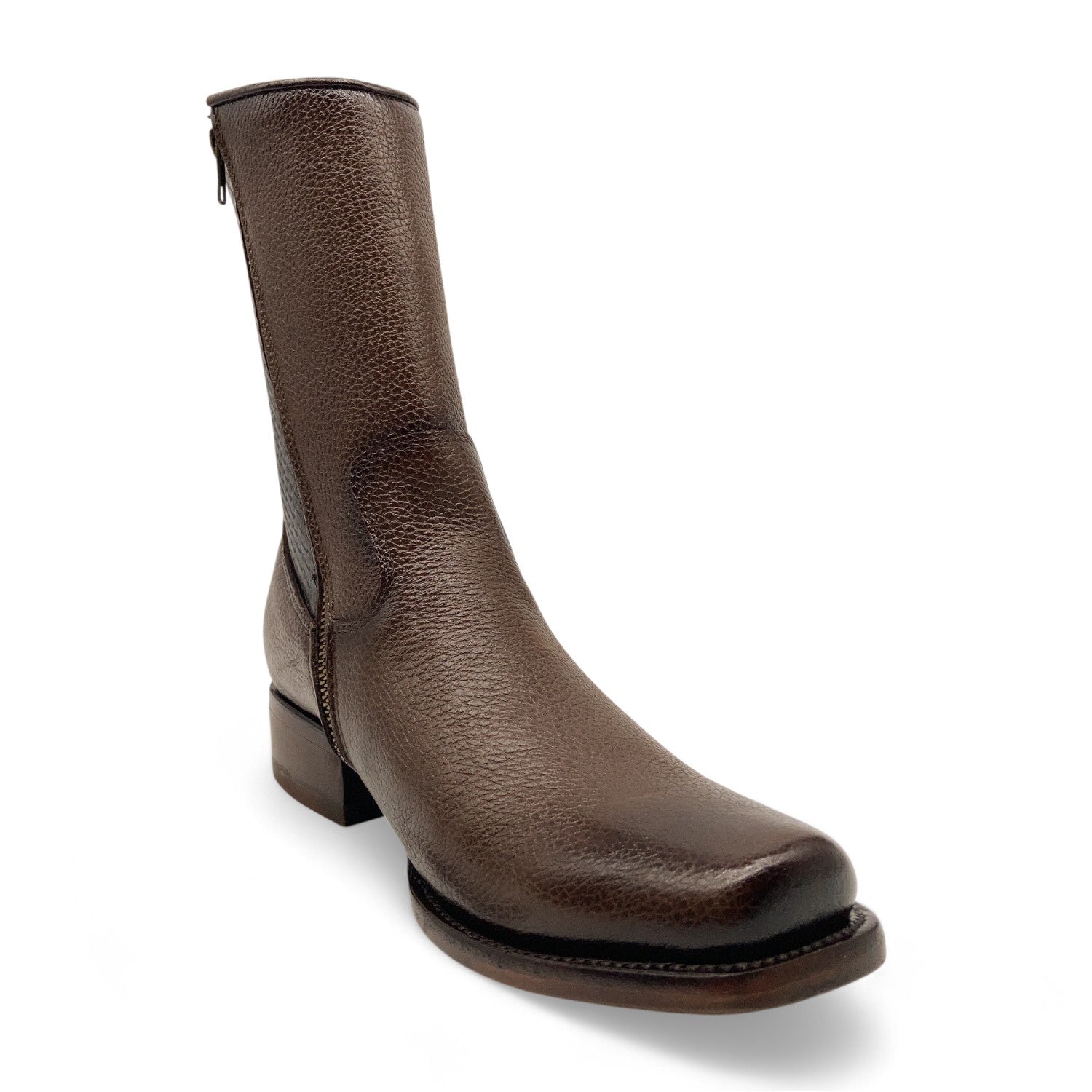 Men’s Genuine Leather Midcalf Western Cowboy Boot, With Side Zipper, Square Toe