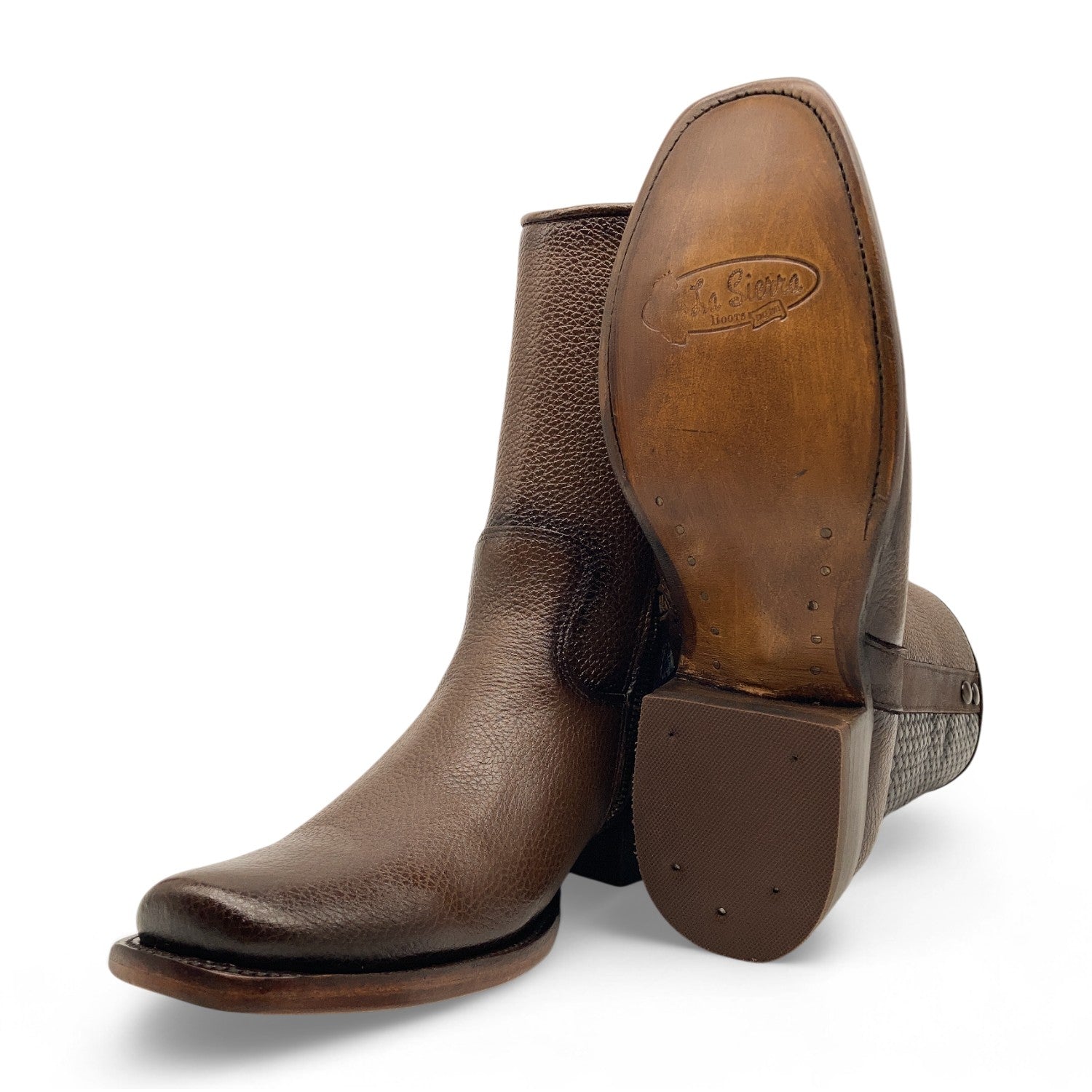 Men’s Genuine Leather Midcalf Western Cowboy Boot, With Side Zipper, Square Toe