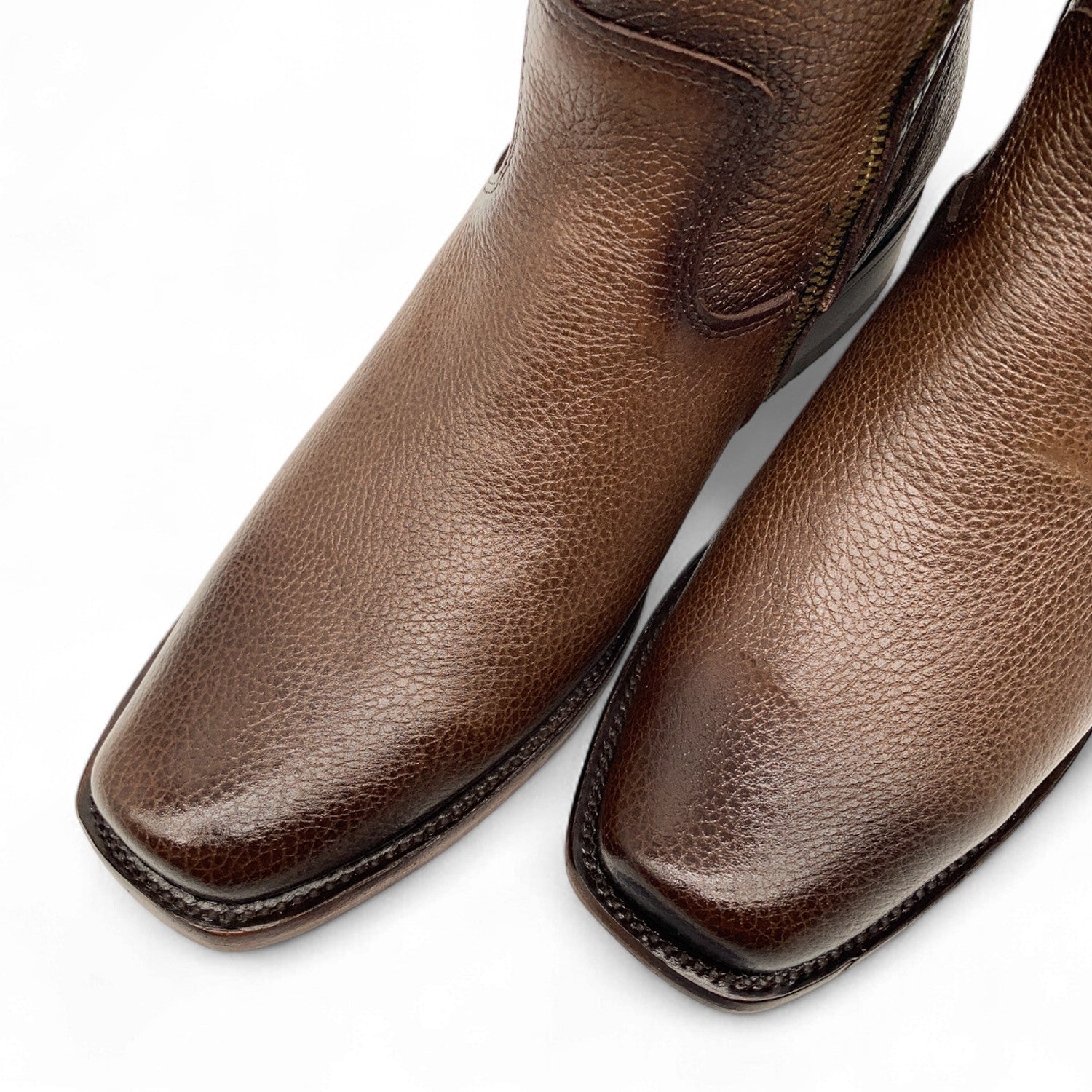 Men’s Genuine Leather Midcalf Western Cowboy Boot, With Side Zipper, Square Toe