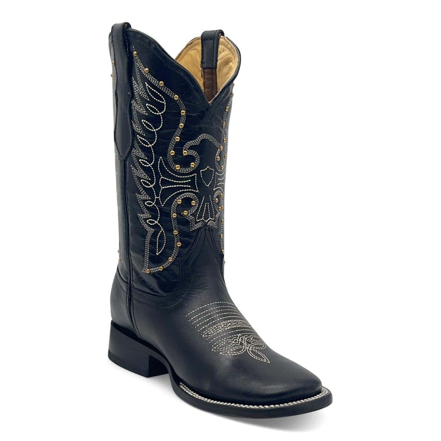 Women's Square Toe Western Leather Boots Midcalf Cowboy Boots