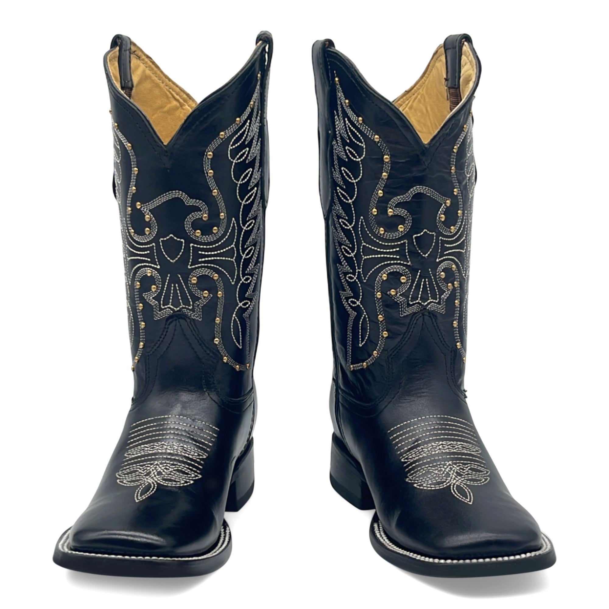 Women's Square Toe Western Leather Boots Midcalf Cowboy Boots