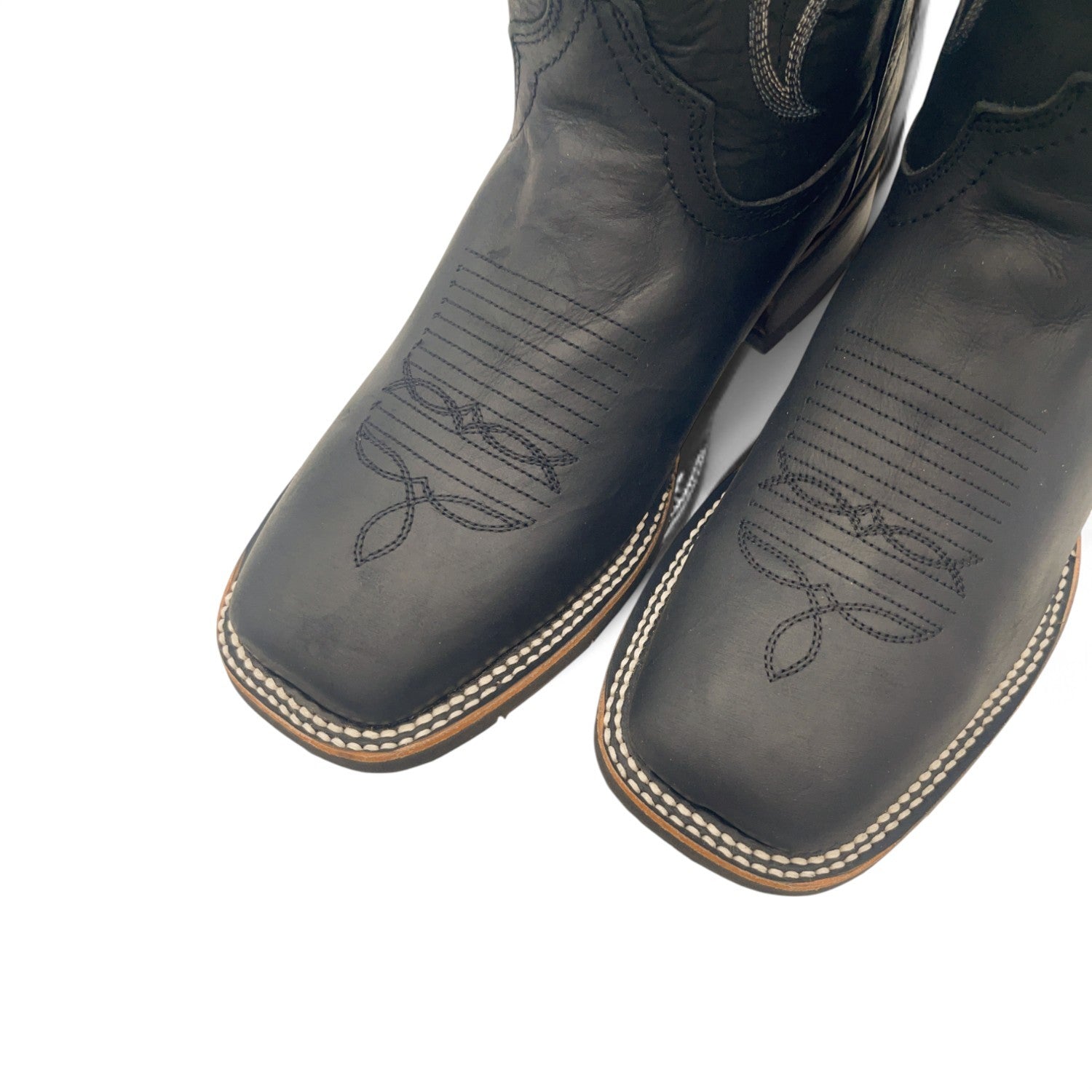 Men's Square Toe Leather Cowboy Boot Midcalf Rubber Sole