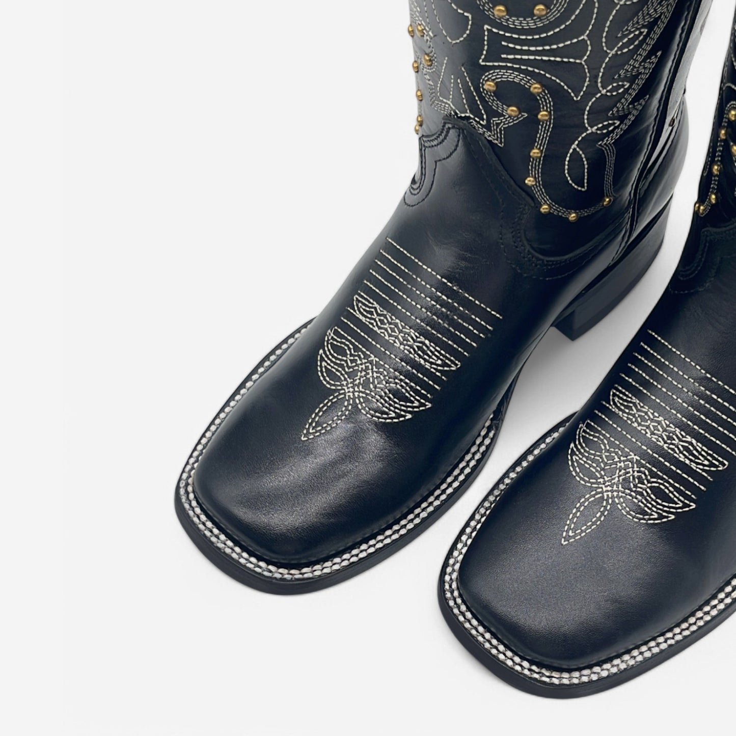 Women's Square Toe Western Leather Boots Midcalf Cowboy Boots