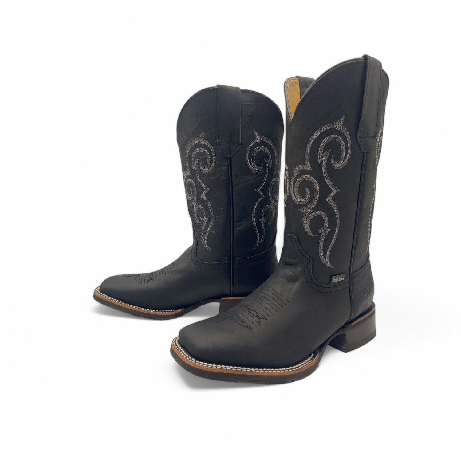 Men's Square Toe Leather Cowboy Boot Midcalf Rubber Sole