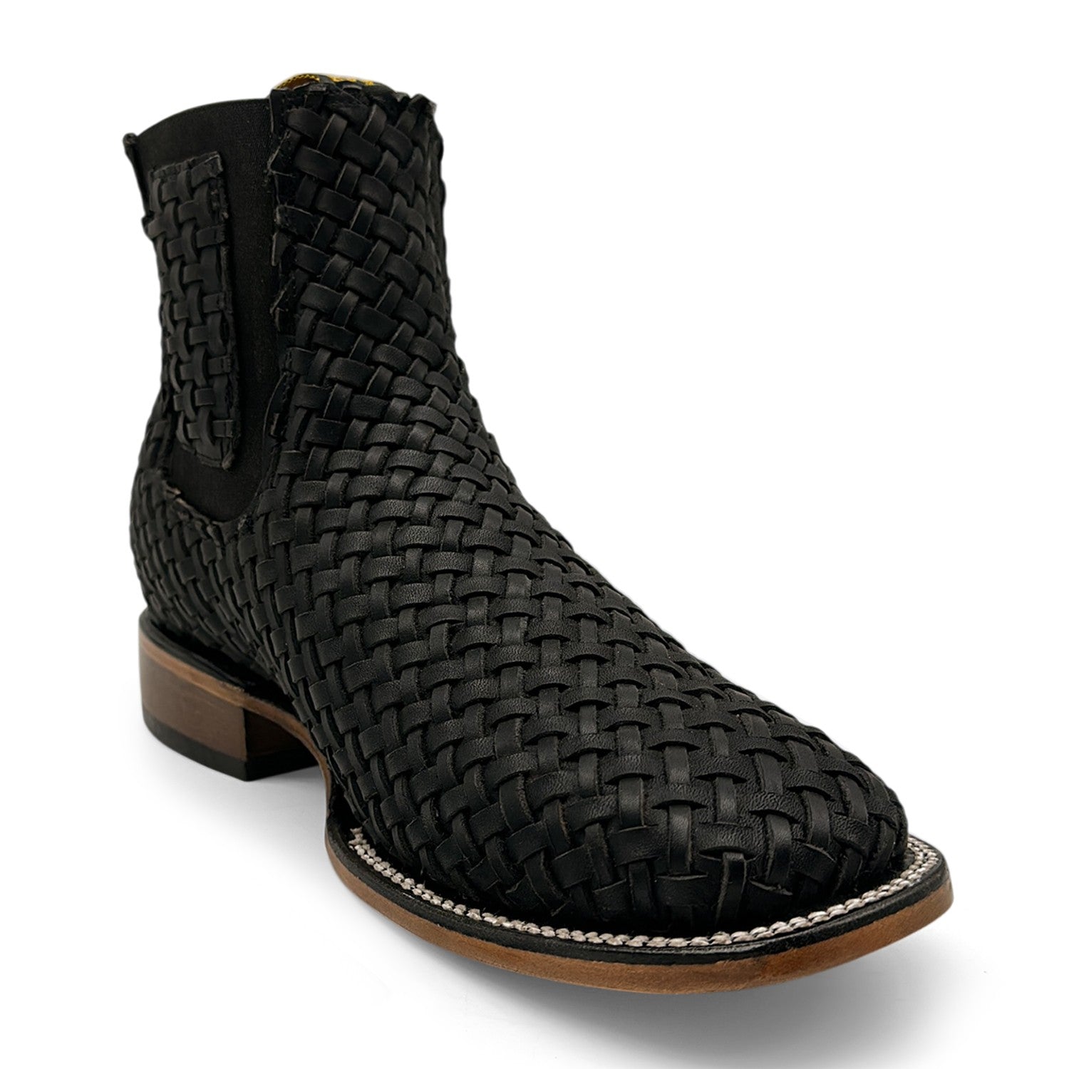 Men's Petatillo Hand Woven Braided Square Toe Rodeo Cowboy Boot – Ankle-High Genuine Leather Western Boot