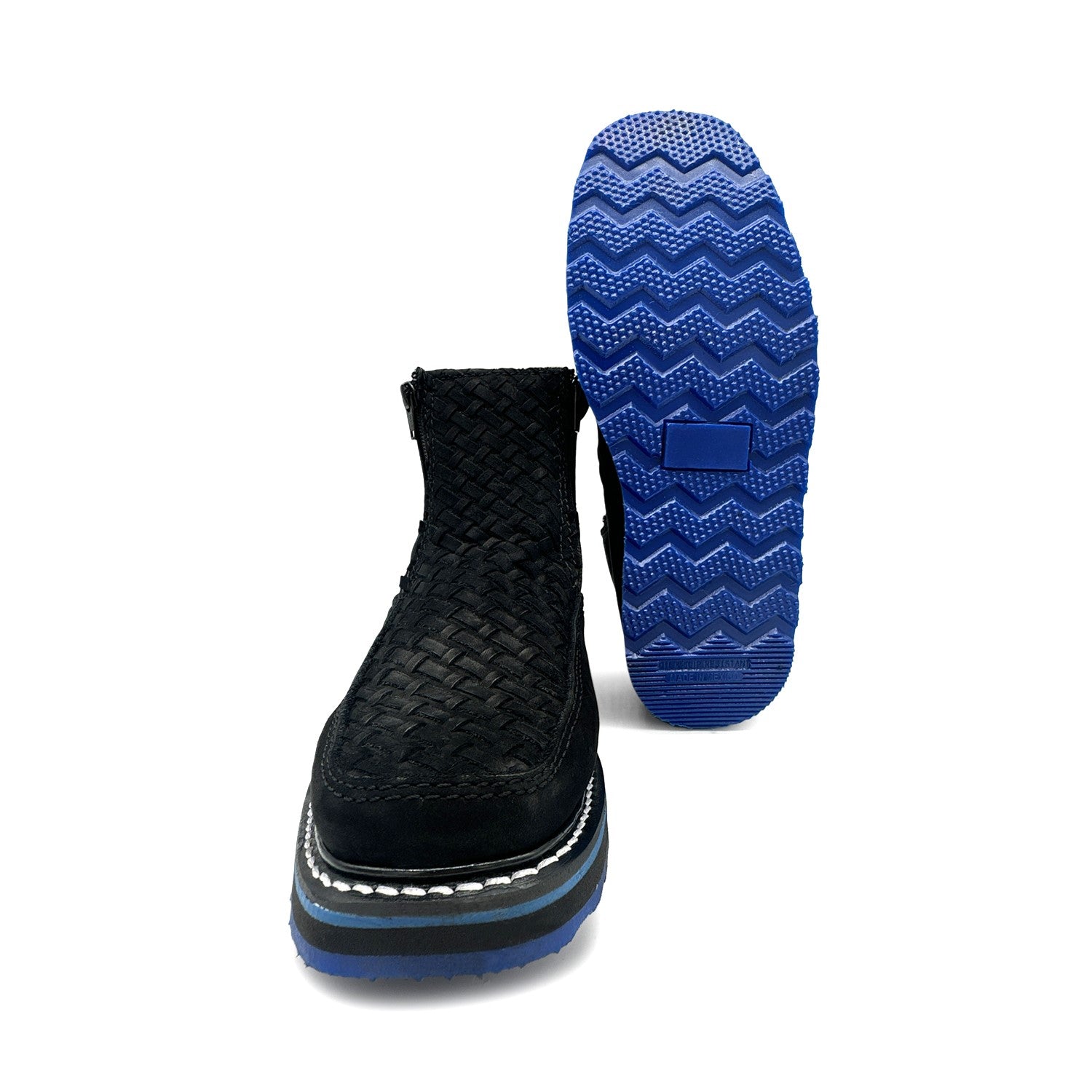 Men's Square Toe Leather Double Zipper Cowboy Petatillo Boot