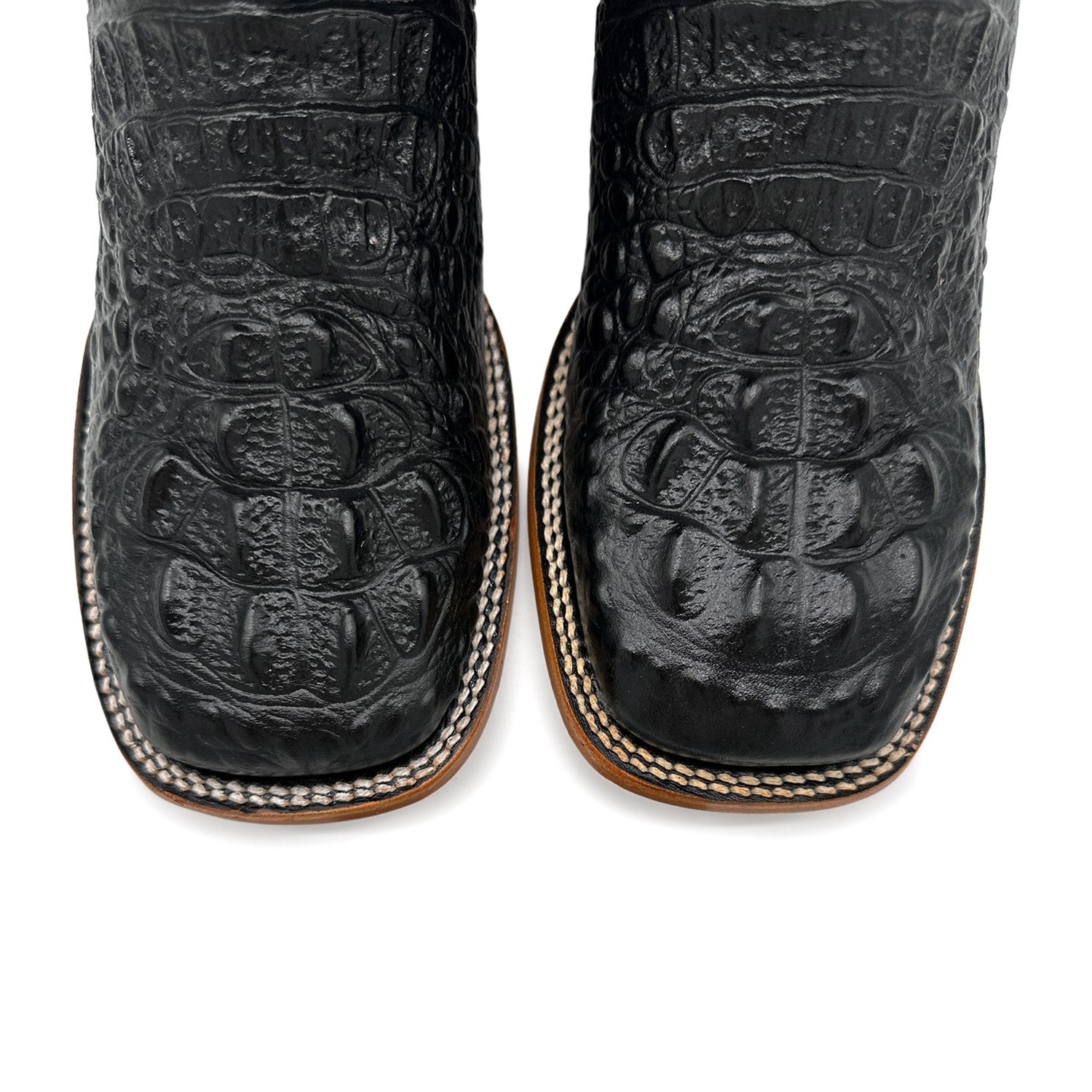 Men's Leather Square Toe Cowboy Boot Embossed Crocodile Alligator Print Western Boot