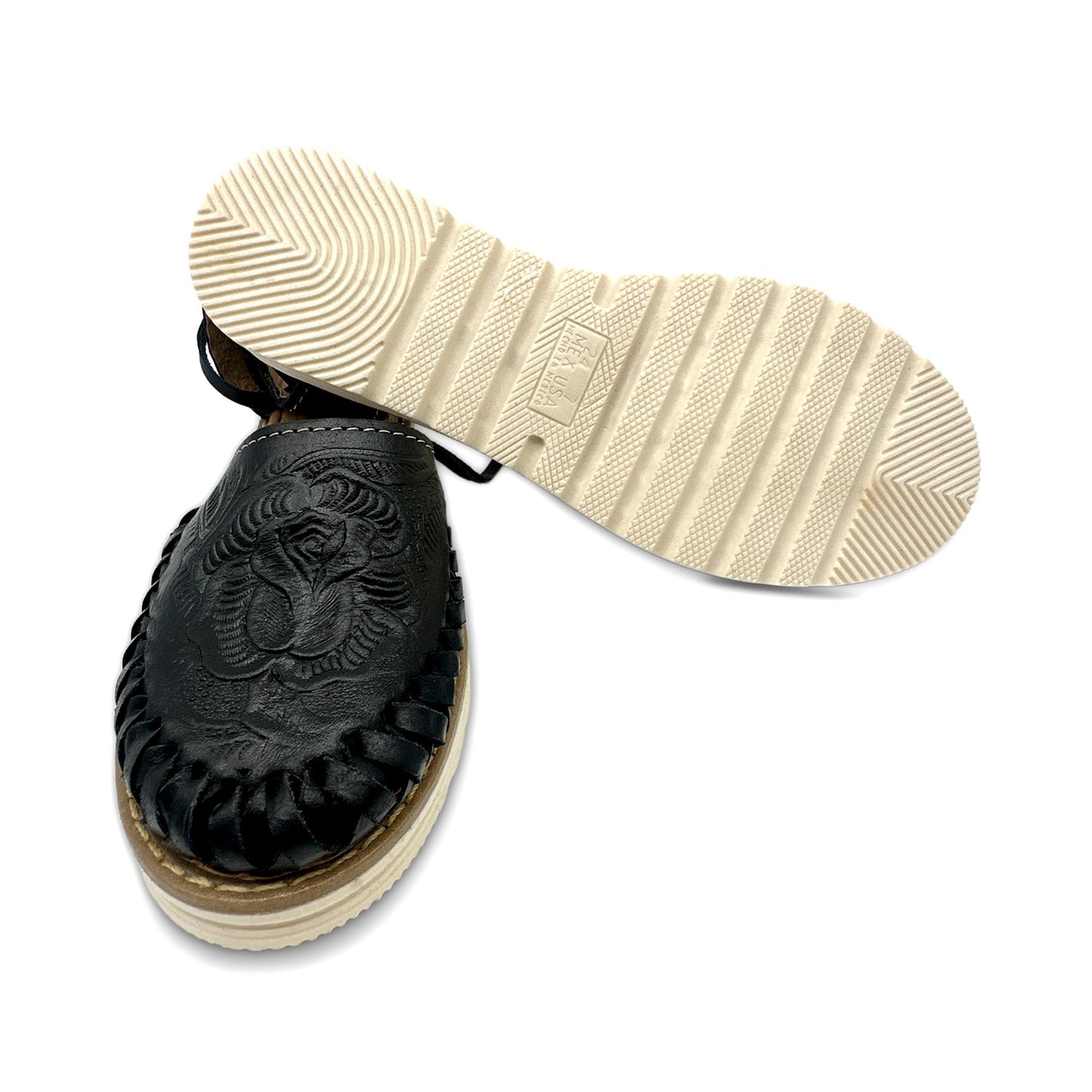 WOMEN’S LACE UP ENGRAVED LEATHER MEXICAN HUARACHE SANDAL