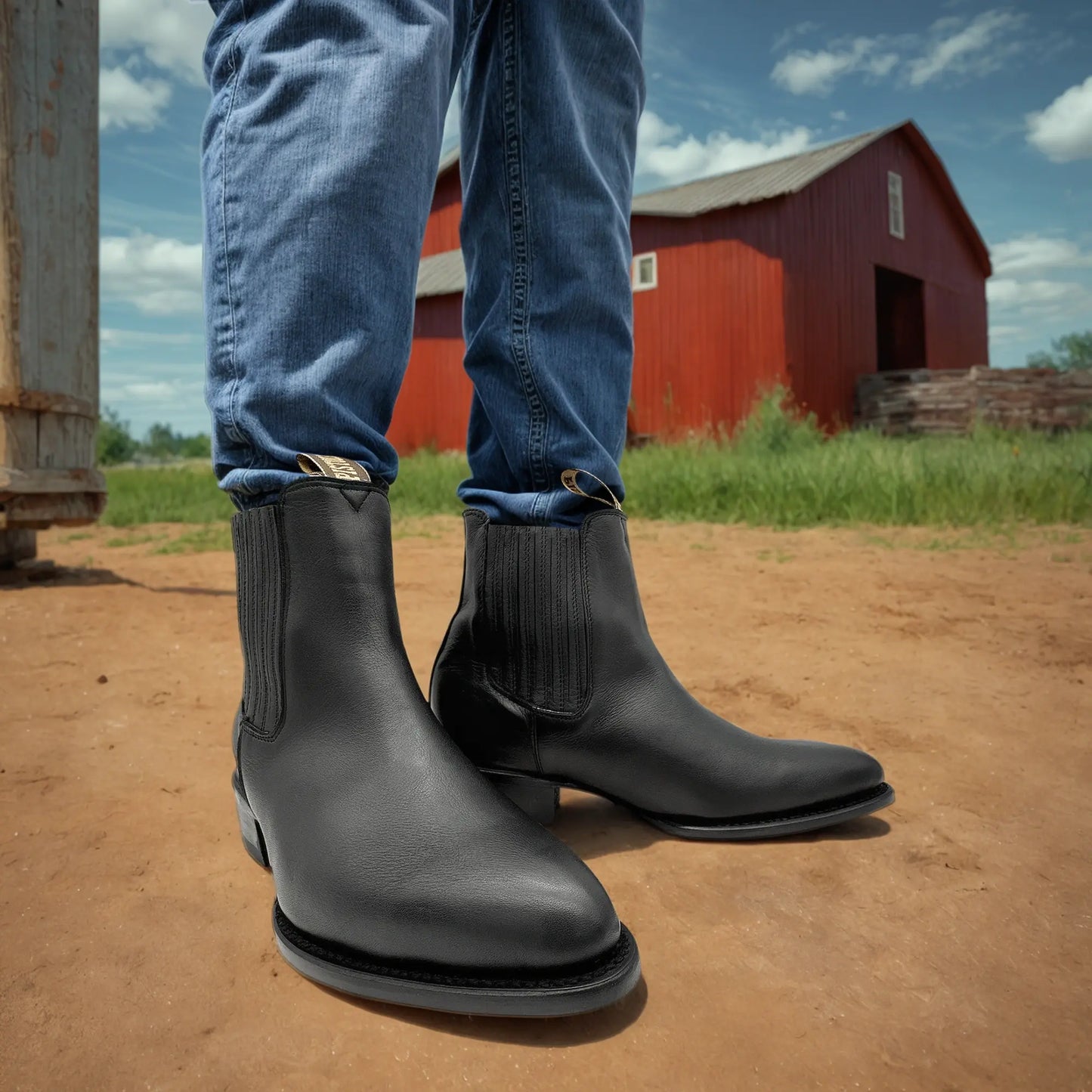 Men’s J Toe Leather Brown Ankle Cowboy Boot