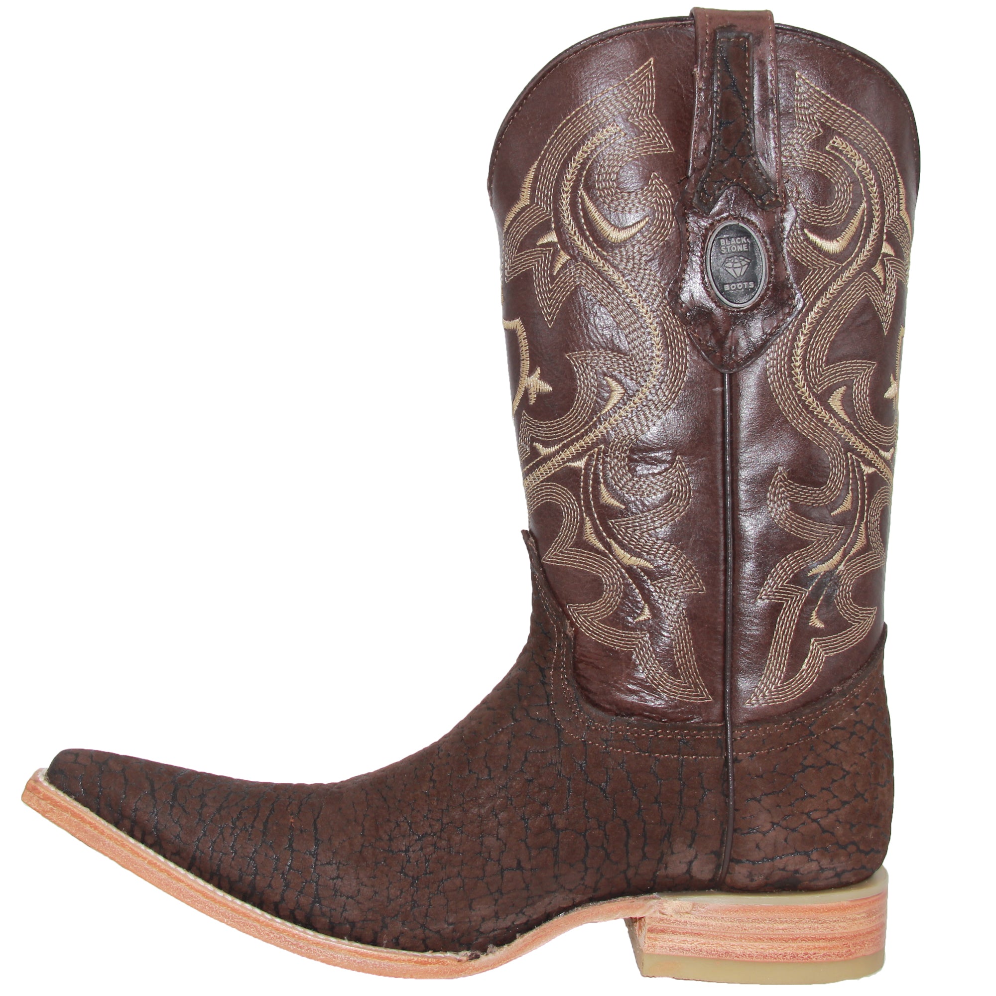 Mens Leather Cowboy Boot Snip Toe Western Leather Boot