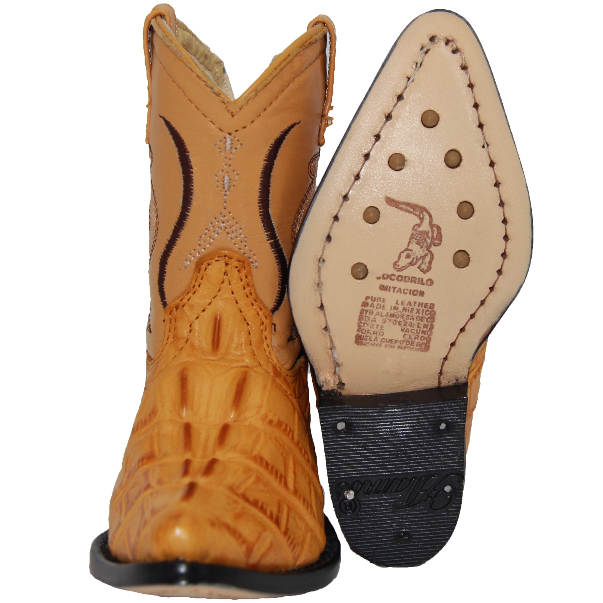Kids Cowboy Boots Toddlers Western Crocodile Alligator Print Snip Toe Boot