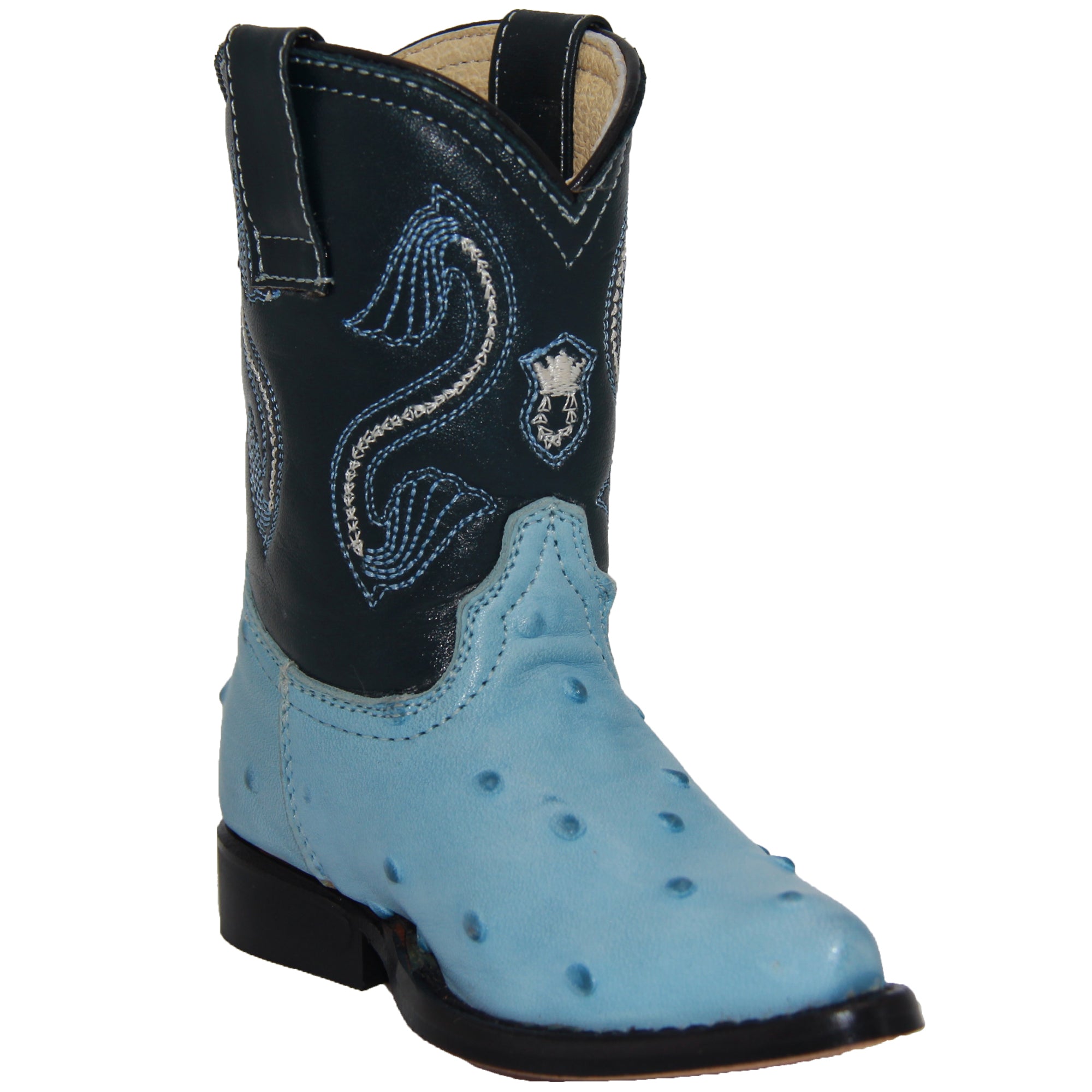 Kids Ostrich Print Western Boots Infant Toddler Cowboy Snip Toe Boot