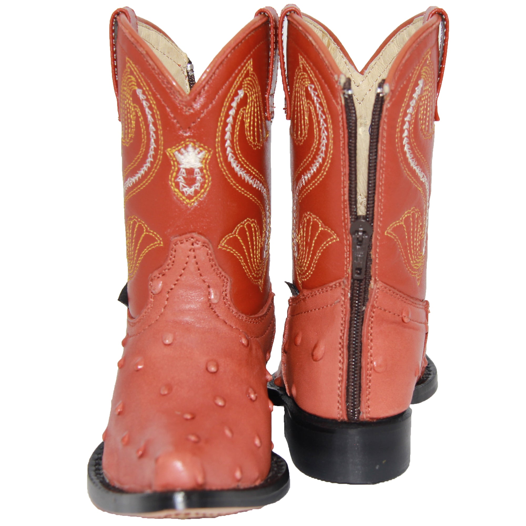 Kids Ostrich Print Western Boots Infant Toddler Cowboy Snip Toe Boot