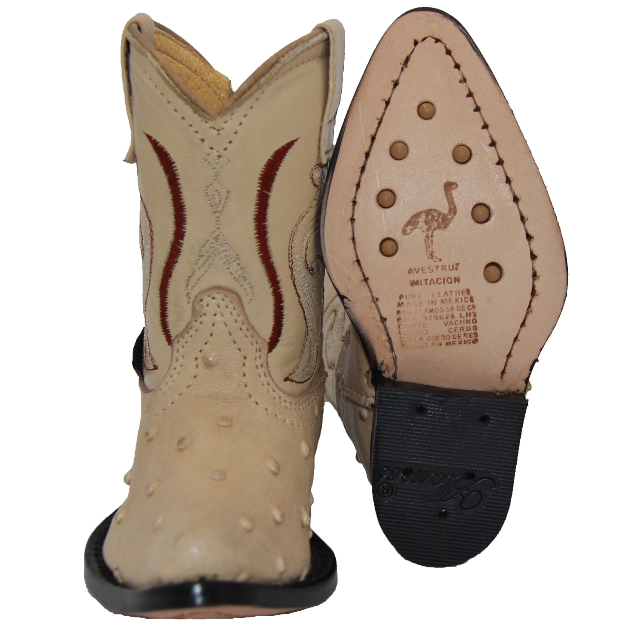 Kids Ostrich Print Western Boots Infant Toddler Cowboy Snip Toe Boot