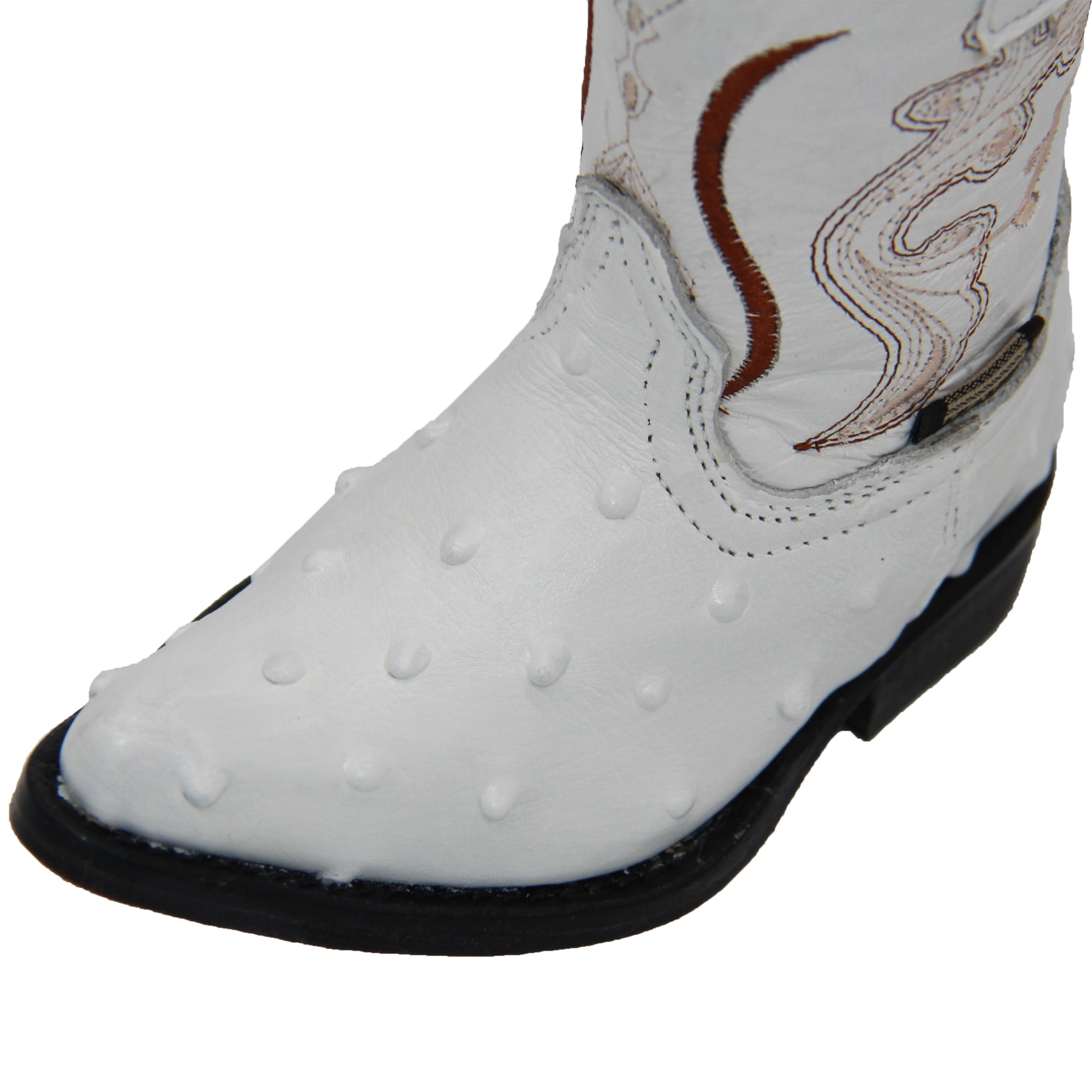 Kids Ostrich Print Western Boots Infant Toddler Cowboy Snip Toe Boot