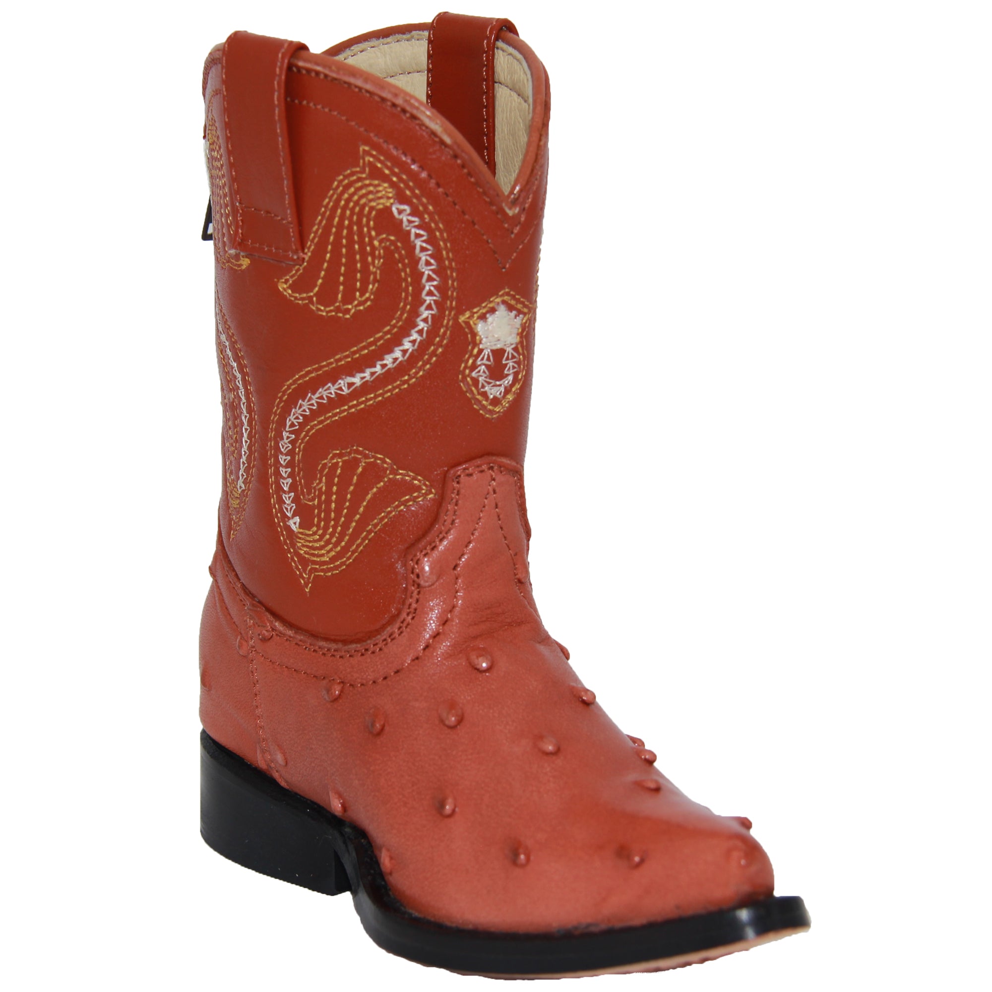 Kids Ostrich Print Western Boots Infant Toddler Cowboy Snip Toe Boot
