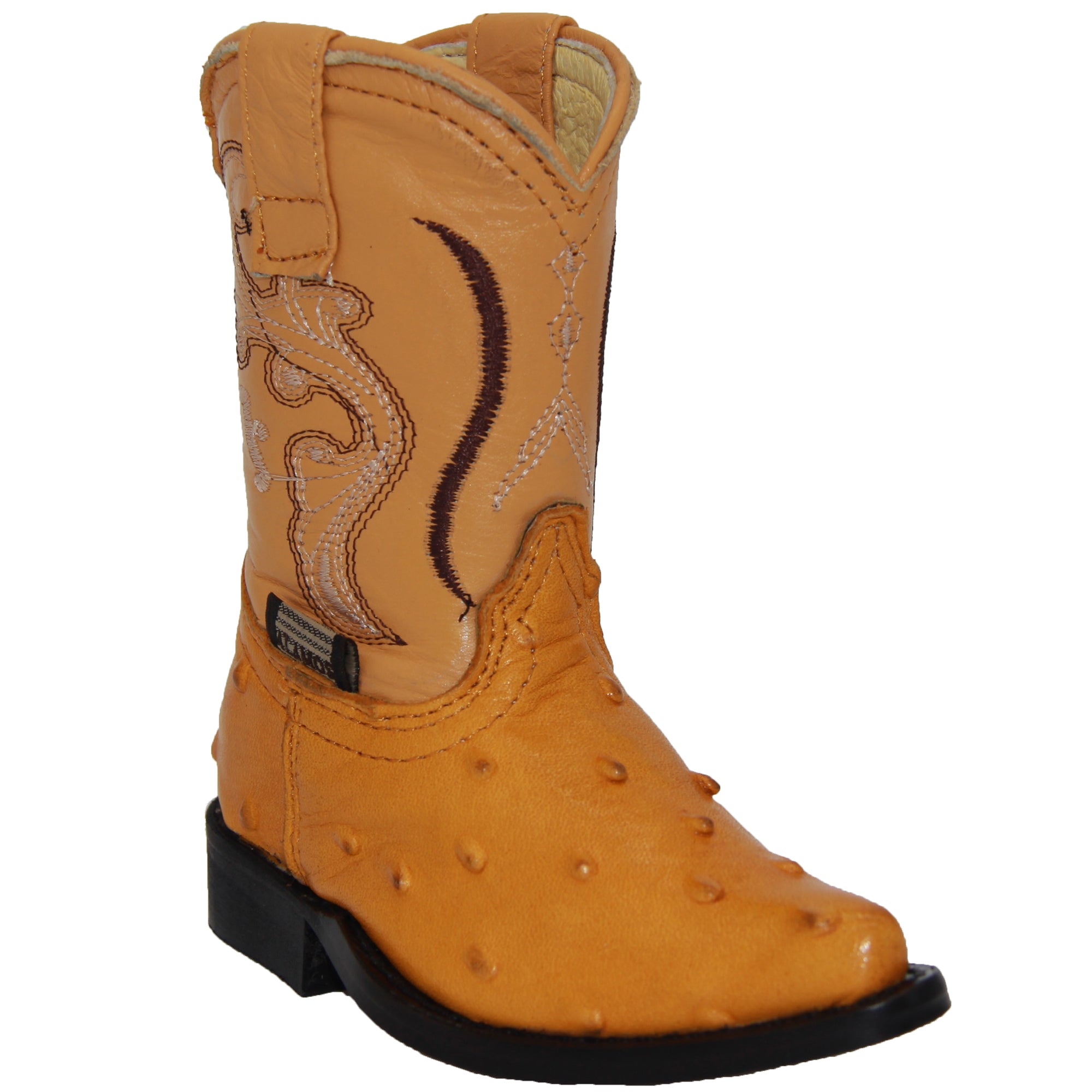 Kids Ostrich Print Western Boots Infant Toddler Cowboy Snip Toe Boot