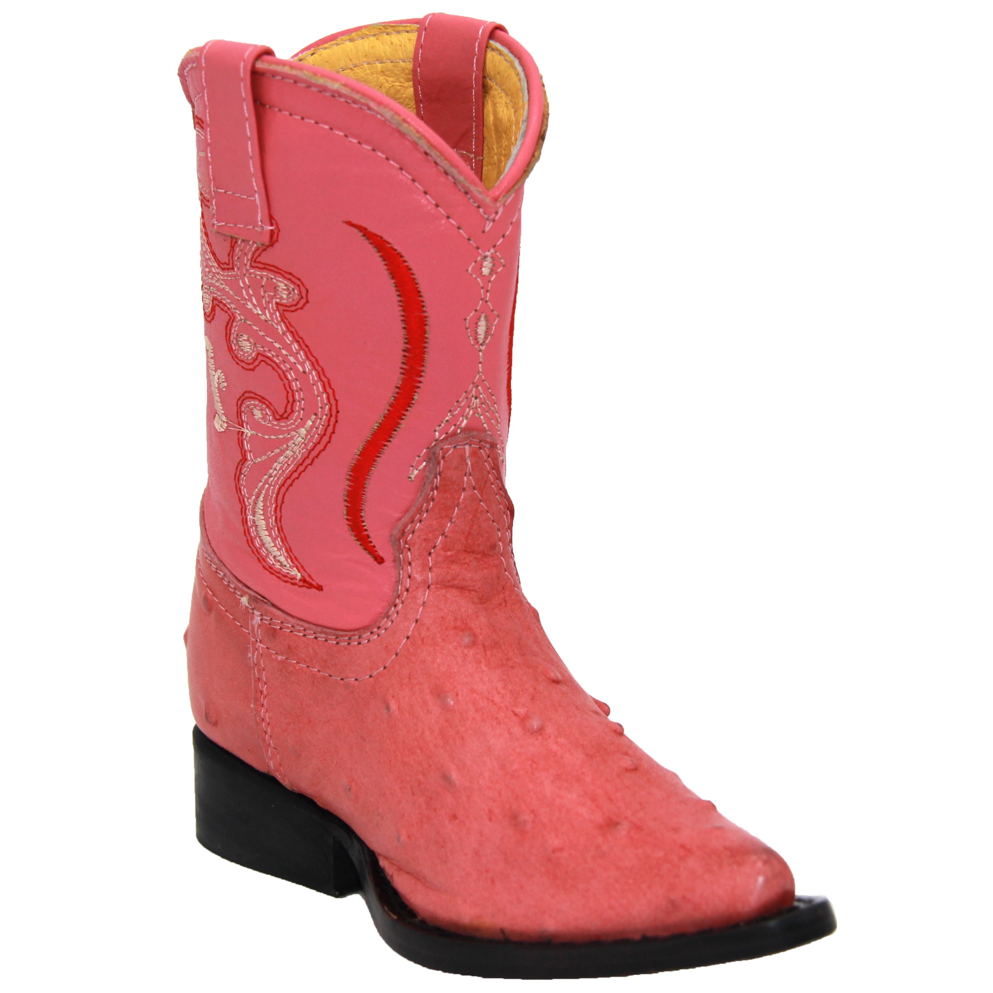 Kids Ostrich Print Western Boots Infant Toddler Cowboy Snip Toe Boot