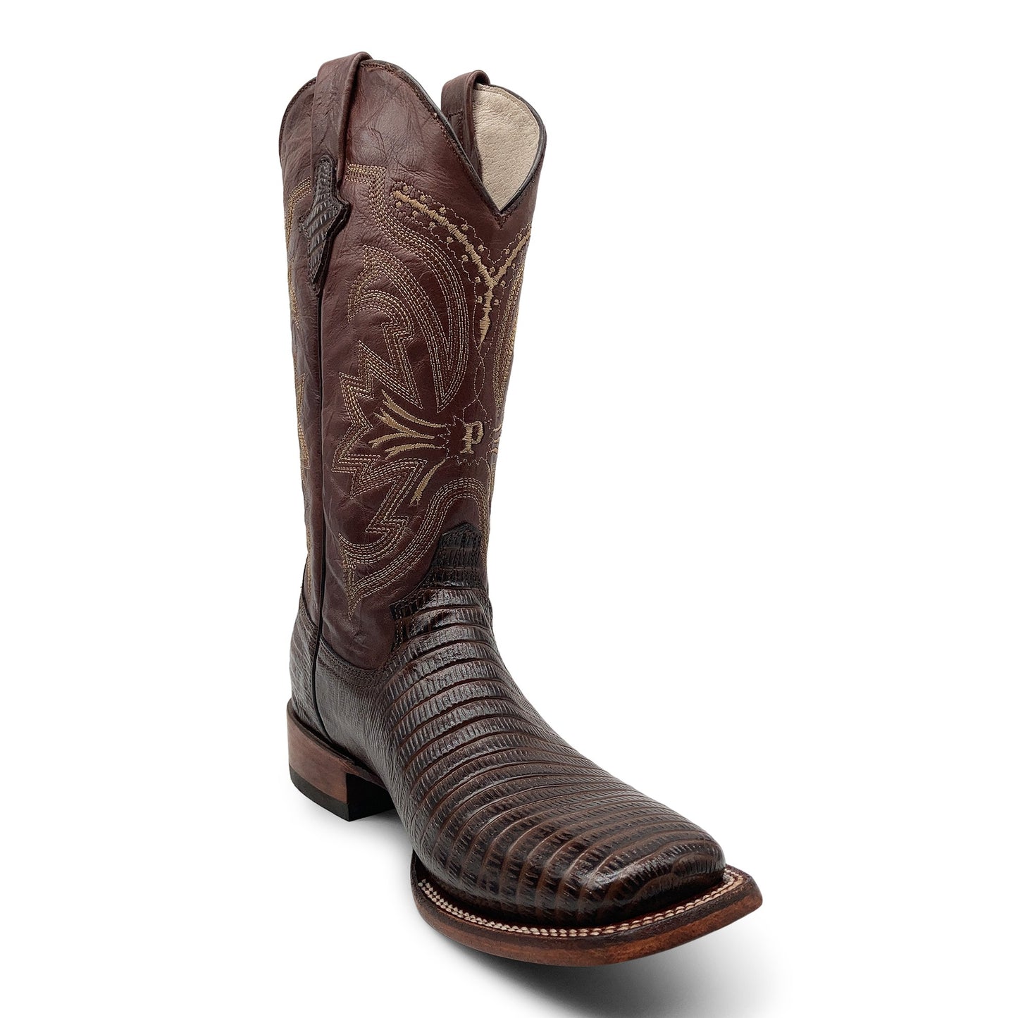 Men’s Leather Lizard Print Western Cowboy Boots Square Toe