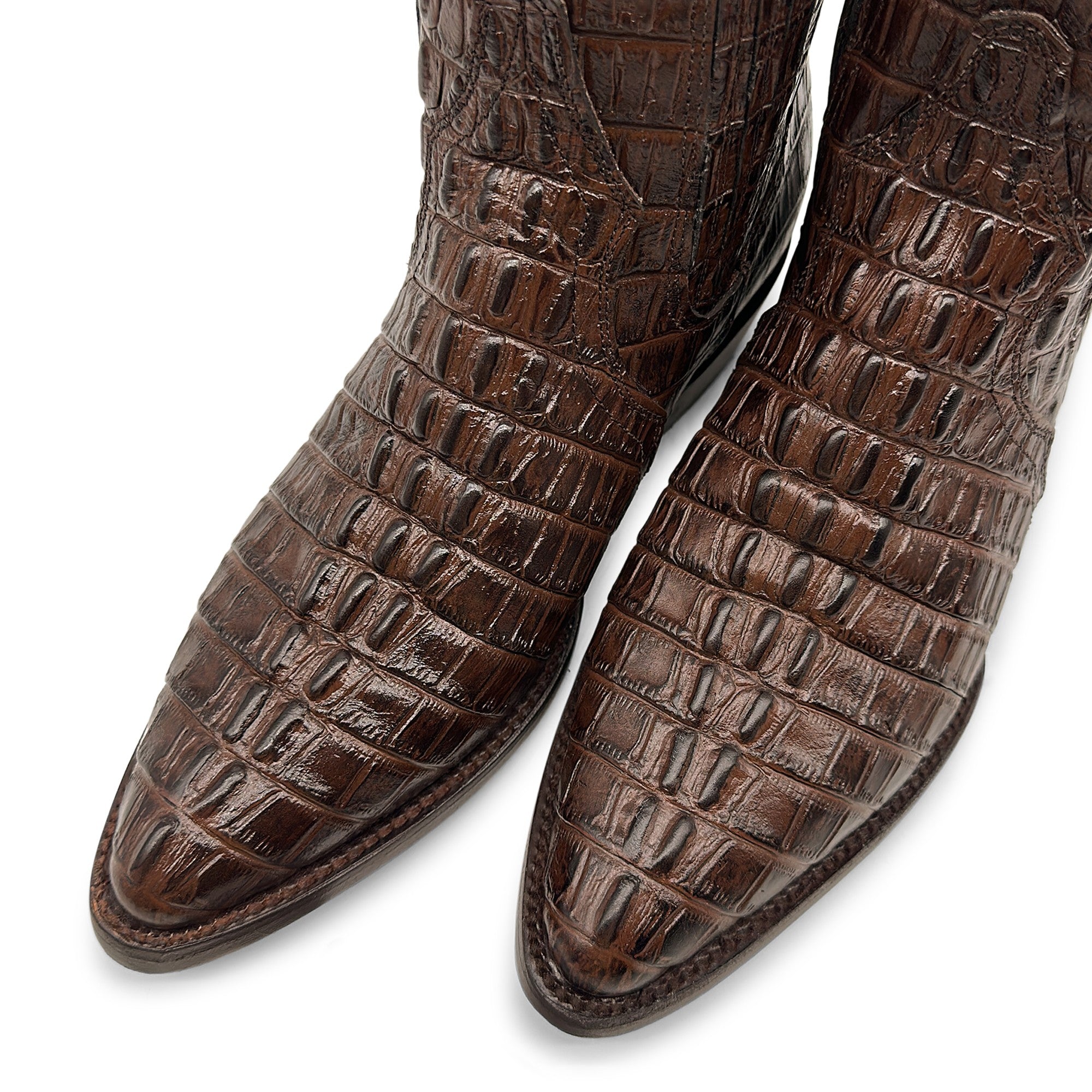 Men's Leather Crocodile Print Cowboy Ankle Boot J Toe Pull-On