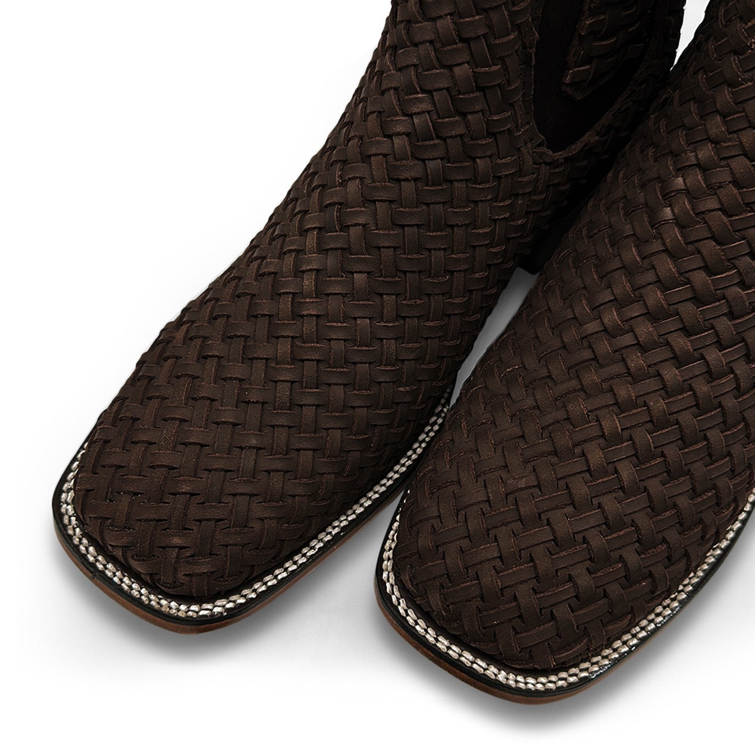 Men's Petatillo Hand Woven Braided Square Toe Rodeo Cowboy Boot – Ankle-High Genuine Leather Western Boot