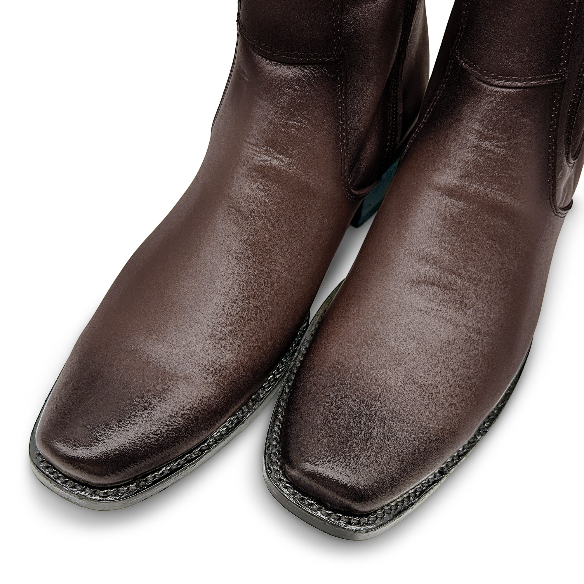 Men's Genuine Leather Ankle High Western Boot Side Zipper Square Toe Dress Cowboy Boot