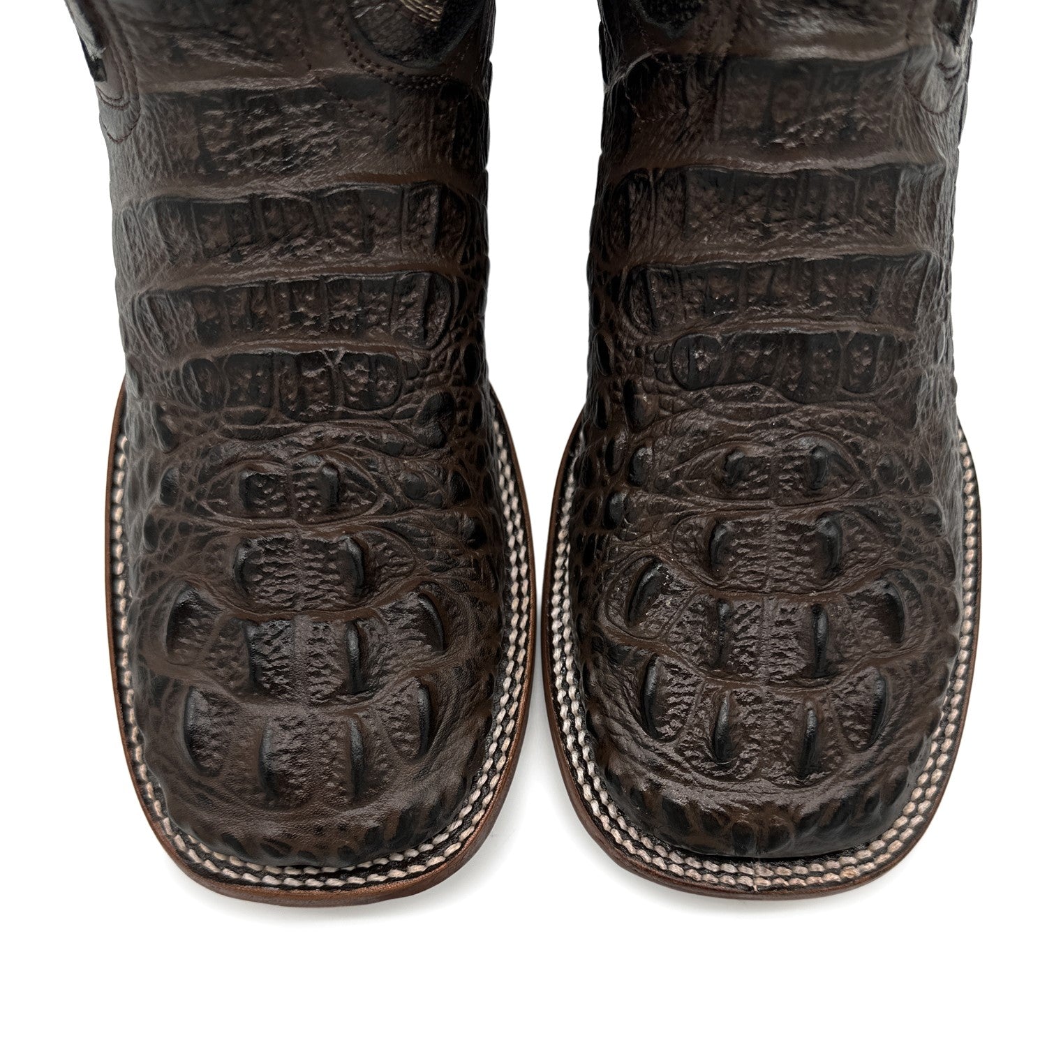 Men's Leather Square Toe Cowboy Boot Embossed Crocodile Alligator Print Western Boot