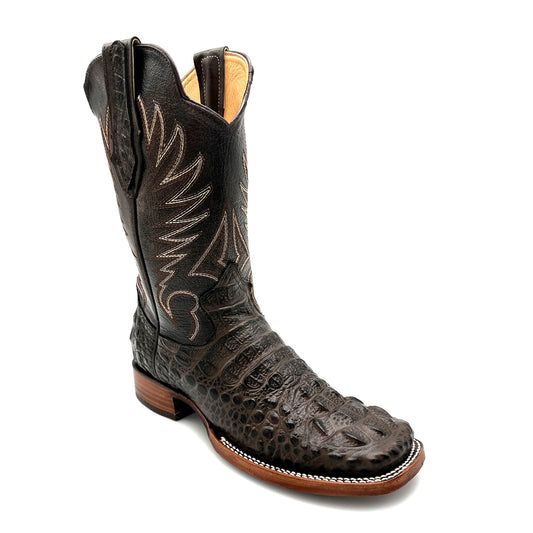 Men's Leather Square Toe Cowboy Boot Embossed Crocodile Alligator Print Western Boot