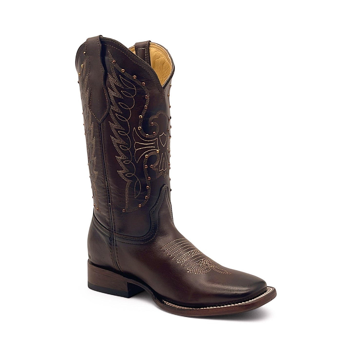 Women's Square Toe Western Leather Boots Midcalf Cowboy Boots