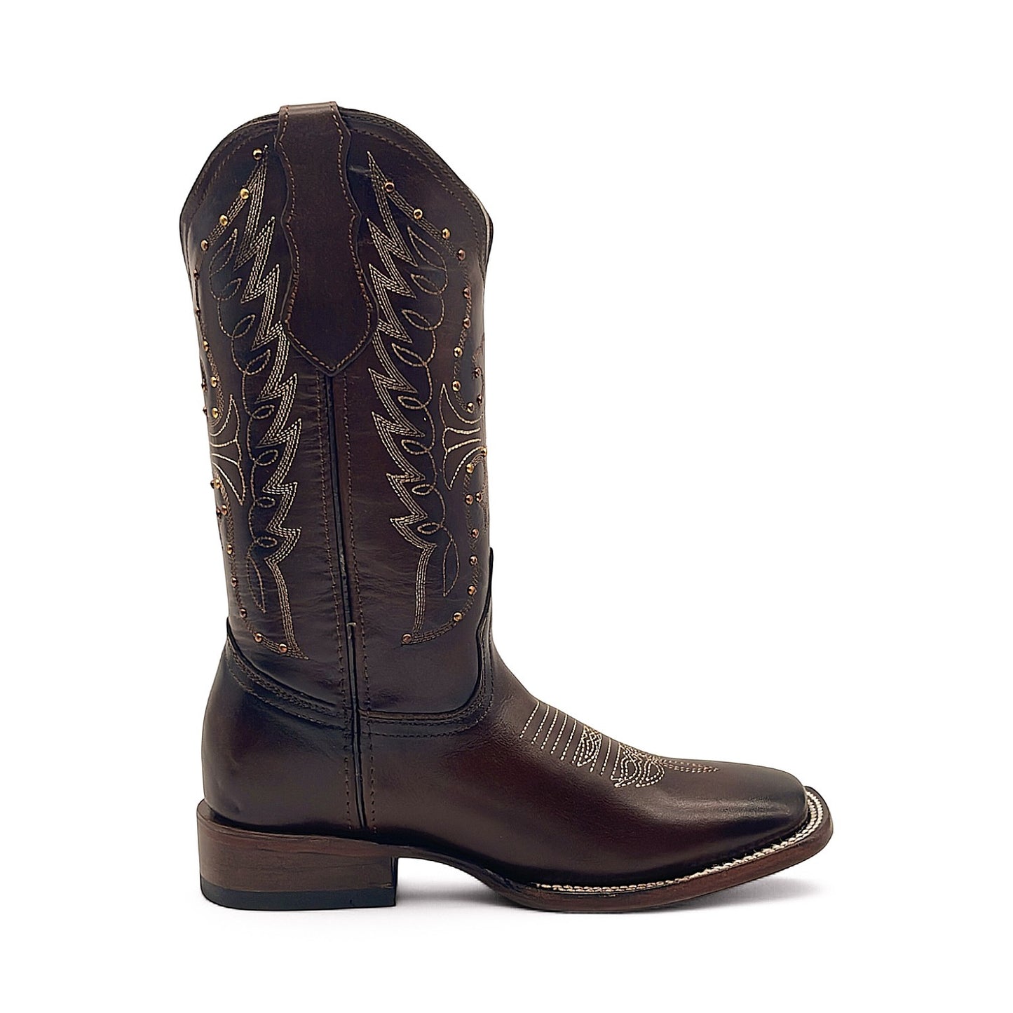 Women's Square Toe Western Leather Boots Midcalf Cowboy Boots