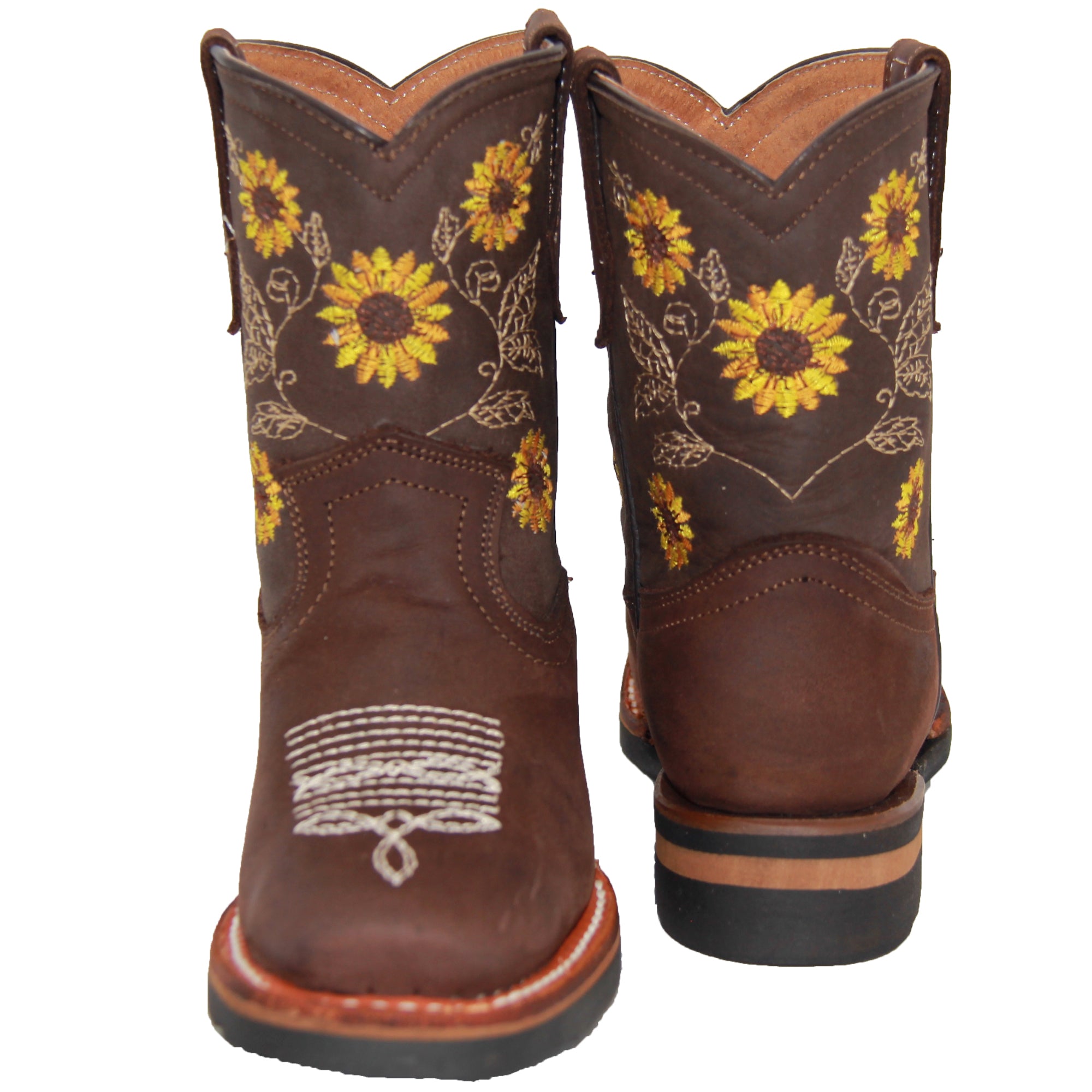 Kids Western Boot Girls Floral Sunflower Embroidered Cowgirl Cowboy Boot
