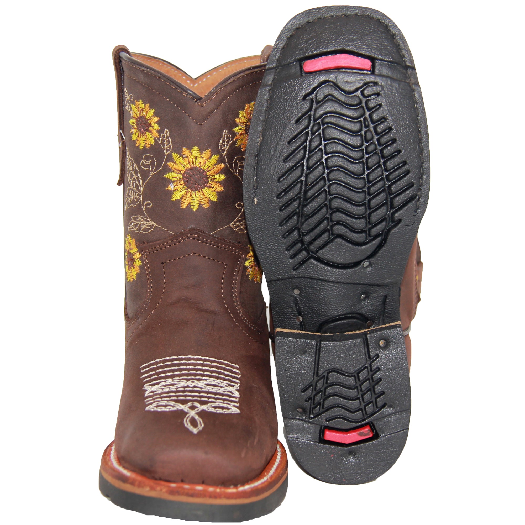 Kids Western Boot Girls Floral Sunflower Embroidered Cowgirl Cowboy Boot