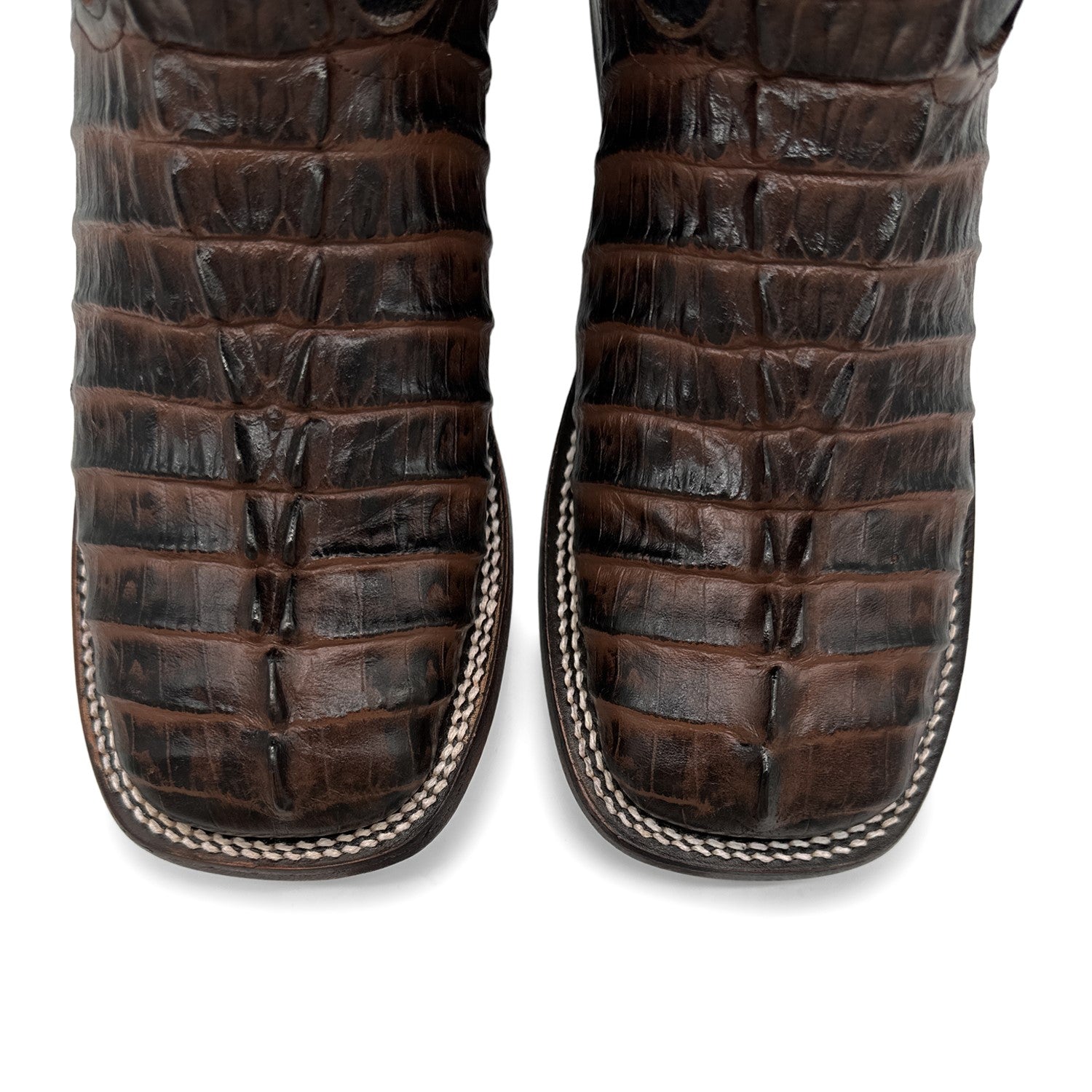 Men's Leather Alligator Tail Print Square Toe Western Cowboy Boot