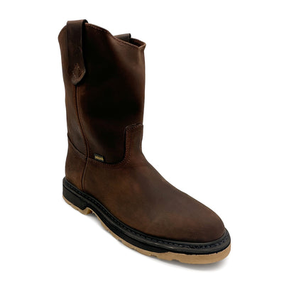 Men's Pull On Leather Mid-Calf Soft Toe Work Boot