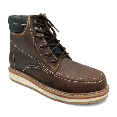Men's Moc Toe Work Boots Soft Toe Genuine Leather Lightweight Construction Boot