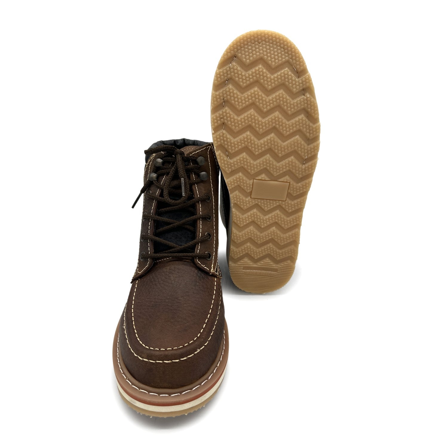 Men's Moc Toe Work Boots Soft Toe Genuine Leather Lightweight Construction Boot