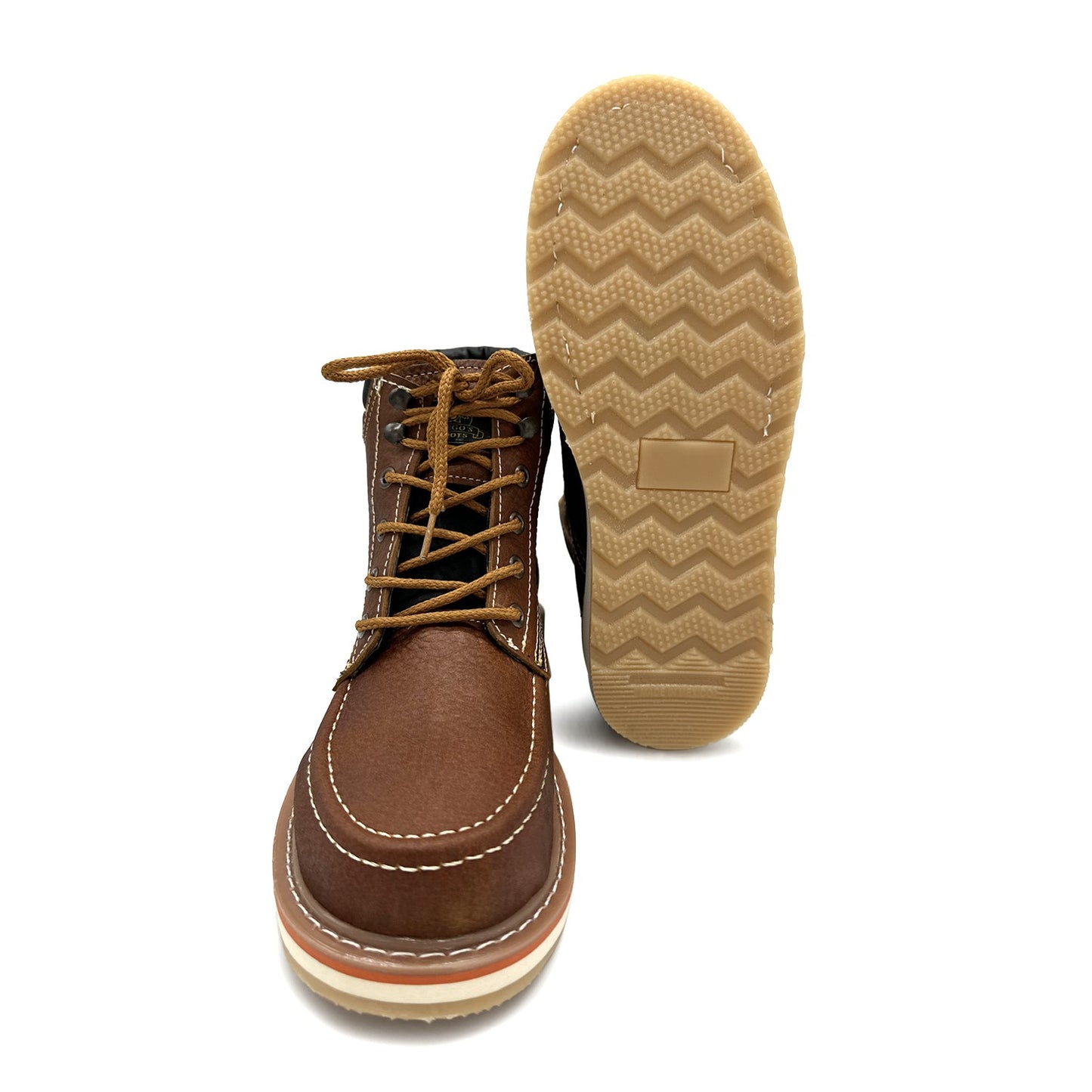 Men's Moc Toe Work Boots Soft Toe Genuine Leather Lightweight Construction Boot